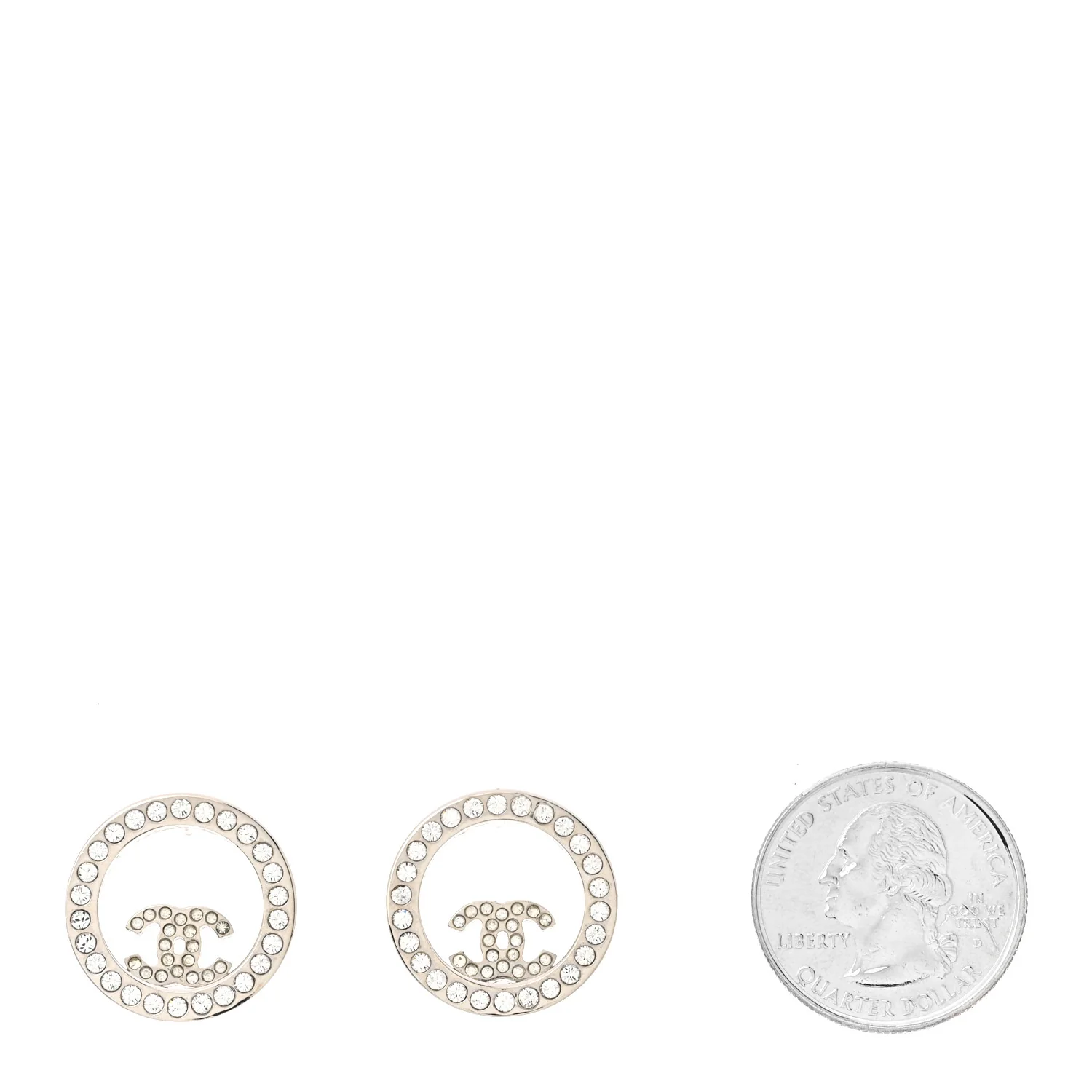 Crystal CC Round Earrings Silver - Image 2