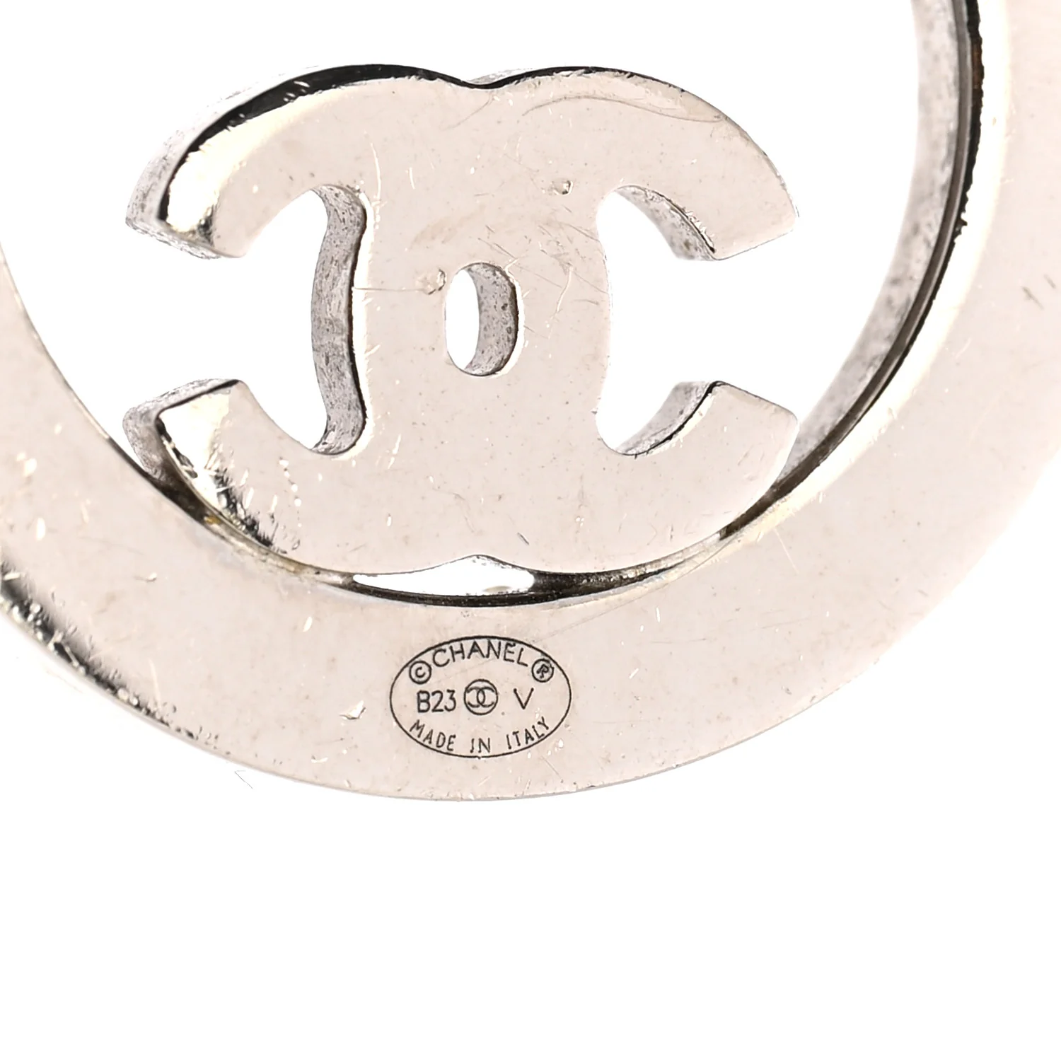 Crystal CC Round Earrings Silver - Image 4