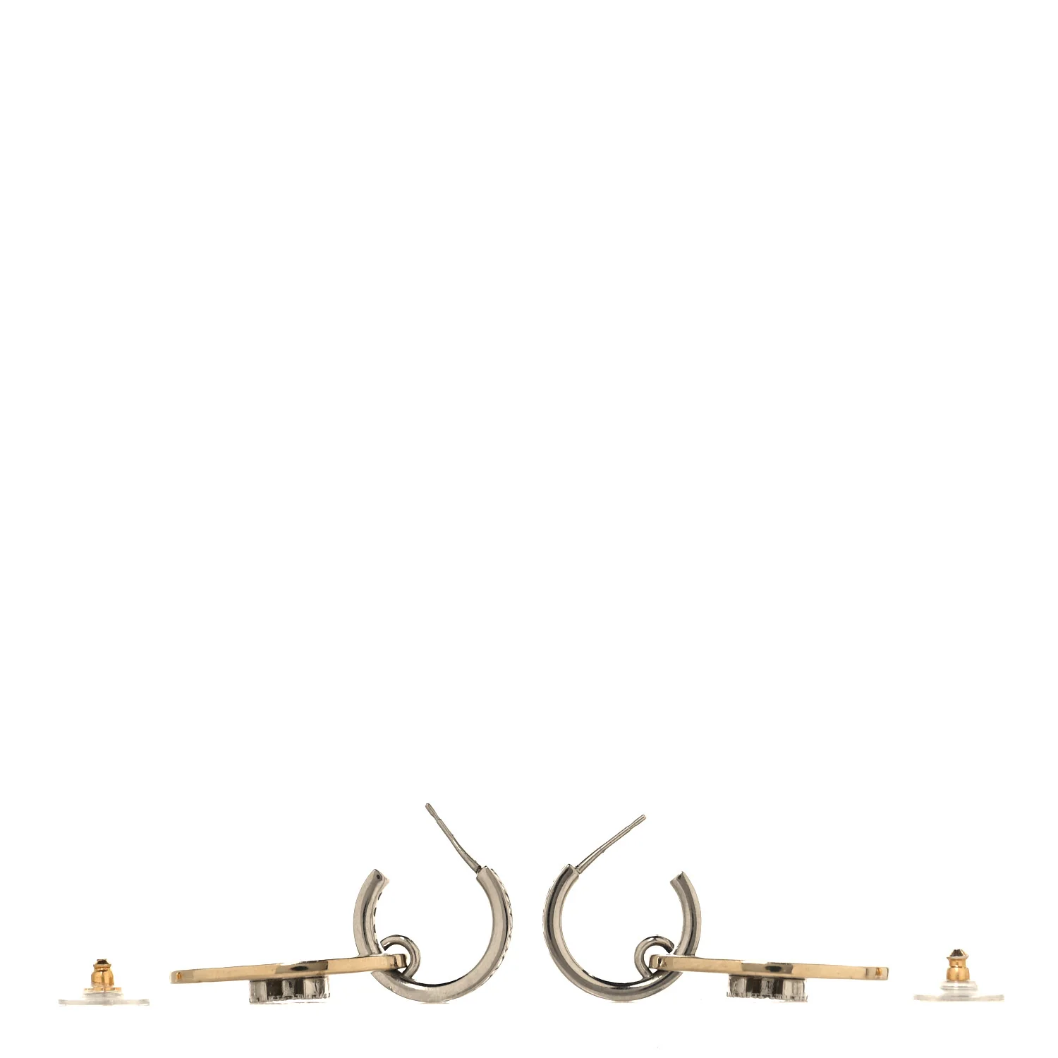 Crystal CC Tag Drop Earrings Gold - Image 3