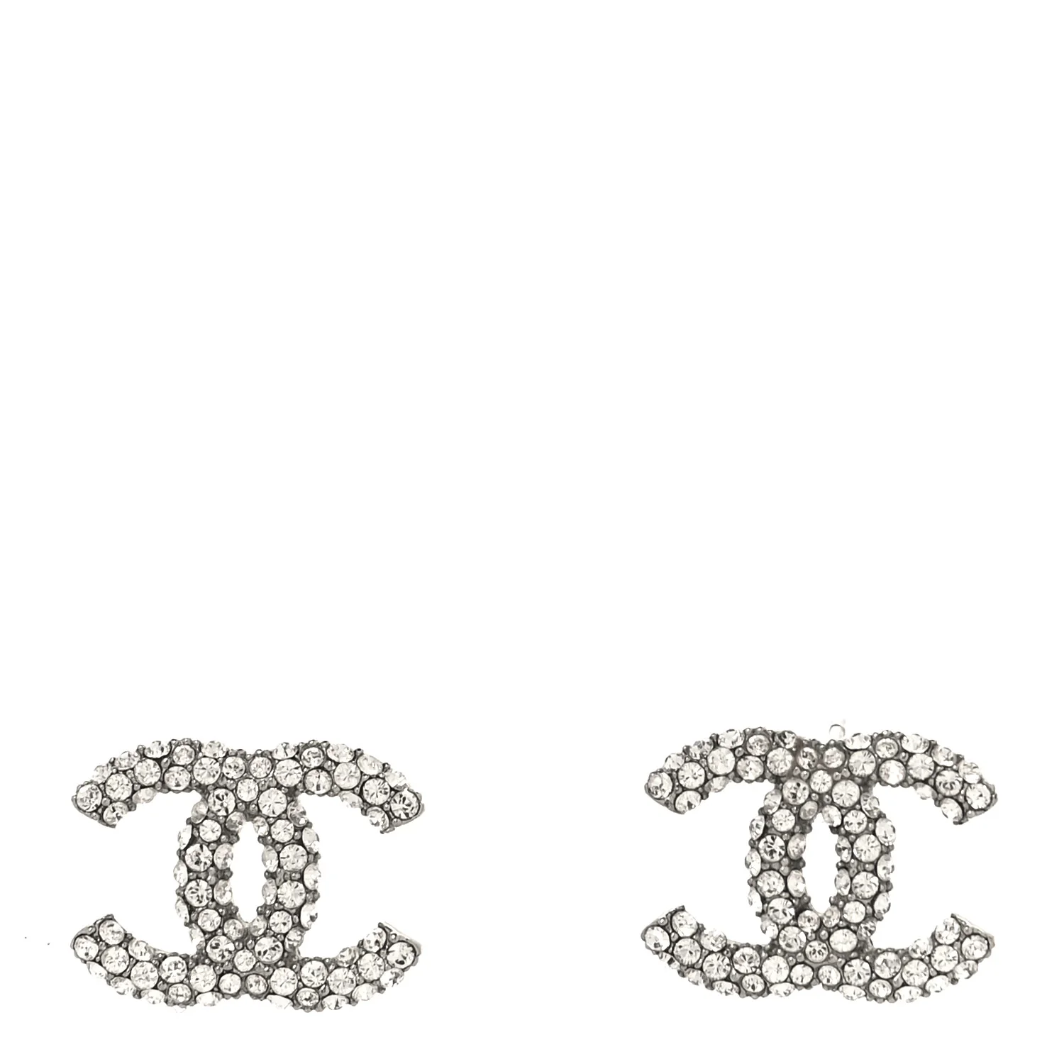 Crystal CC Treasure Chest Earrings Silver