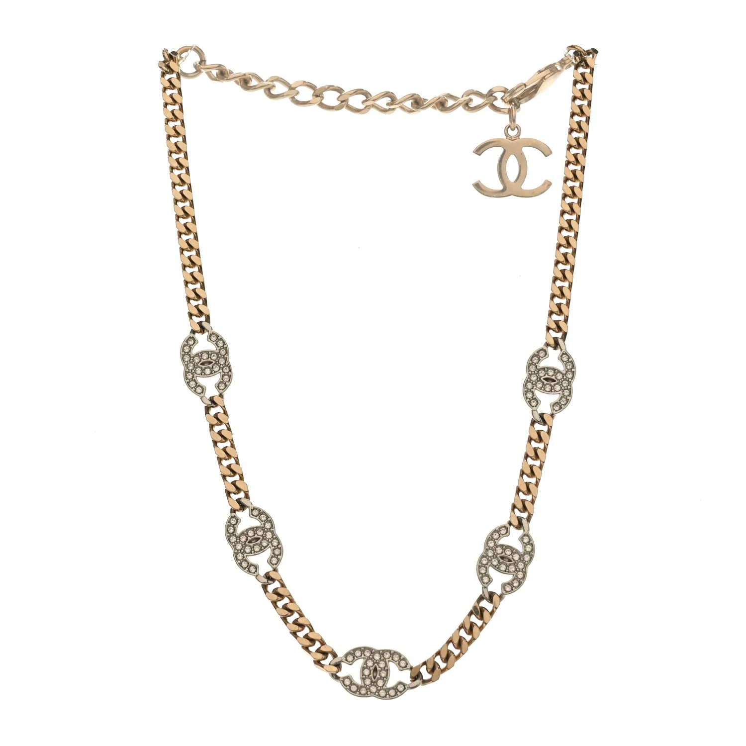 Crystal Chain CC Link Choker Gold Silver - Image 3