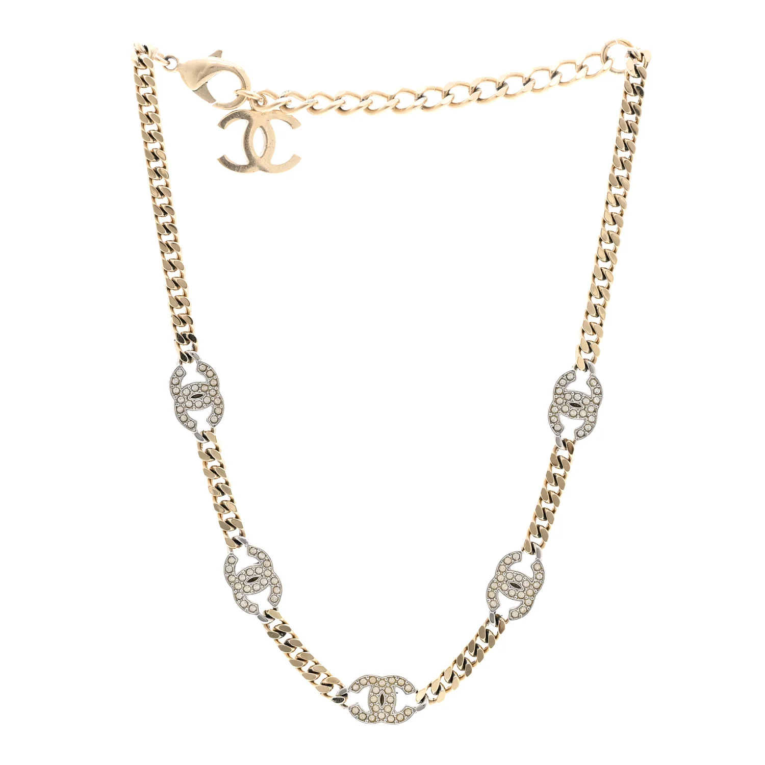 Crystal Chain CC Link Choker Gold Silver - Image 3