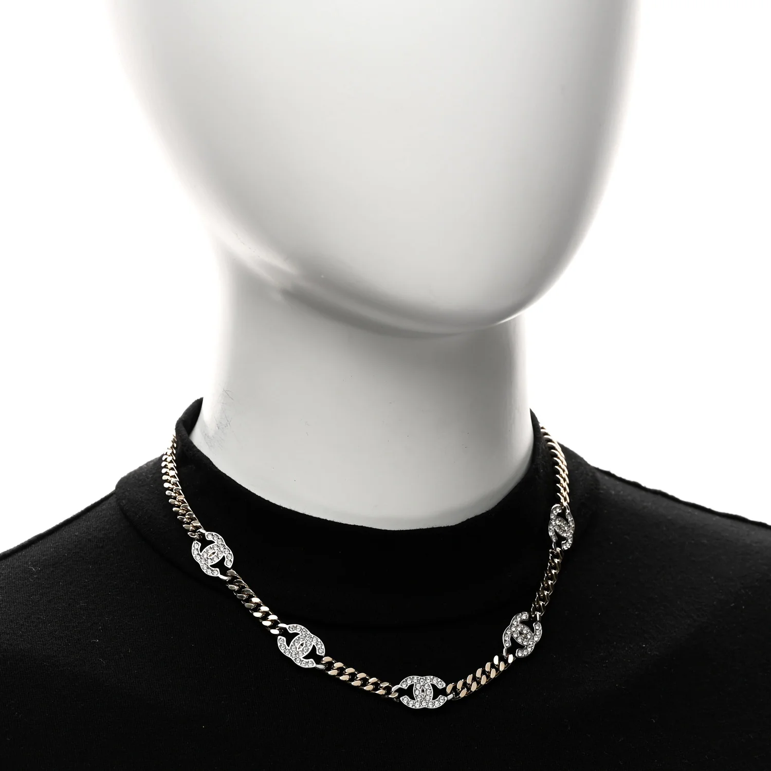 Crystal Chain CC Link Choker Gold Silver - Image 2