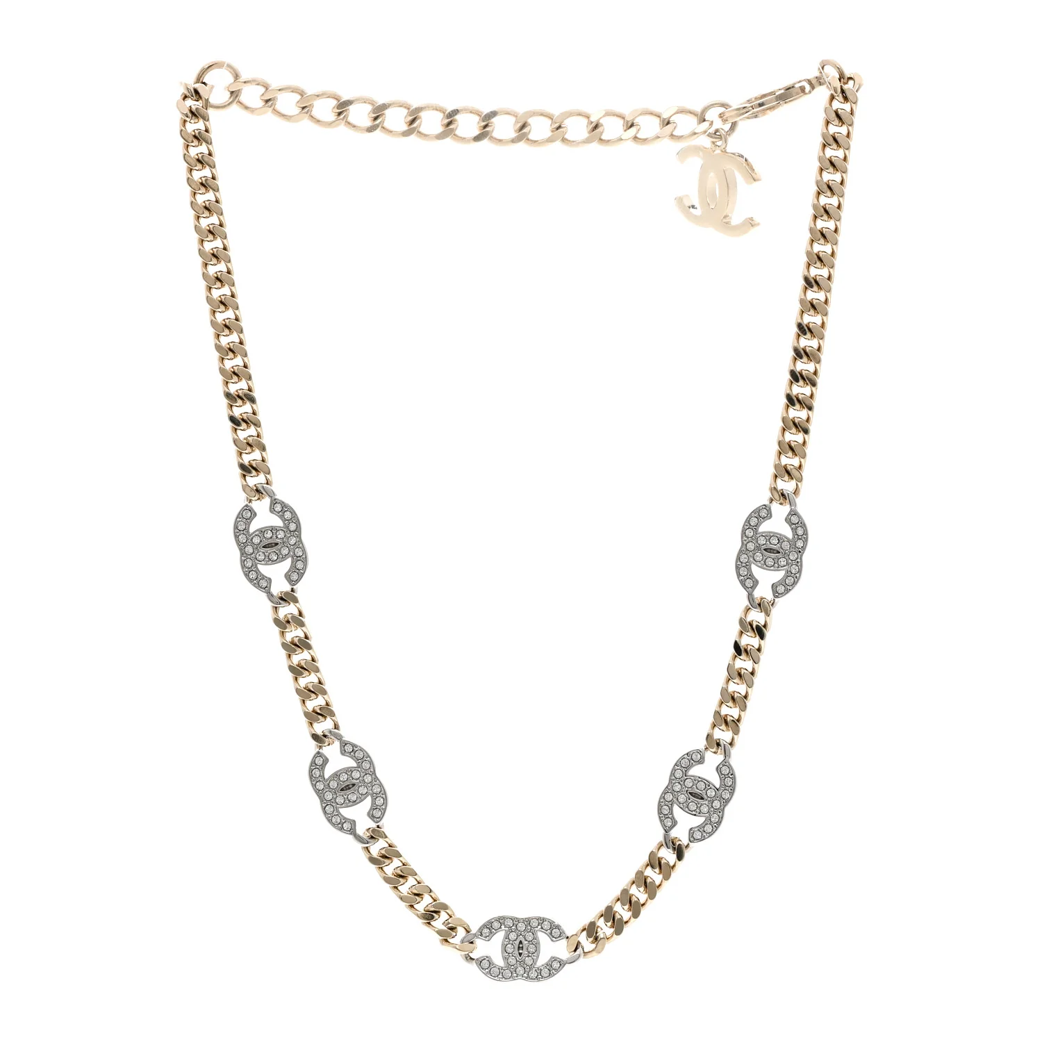 Crystal Chain CC Link Choker Gold Silver - Image 3