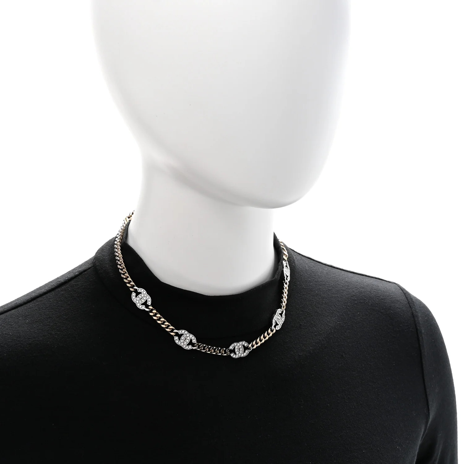 Crystal Chain CC Link Choker Gold Silver - Image 2