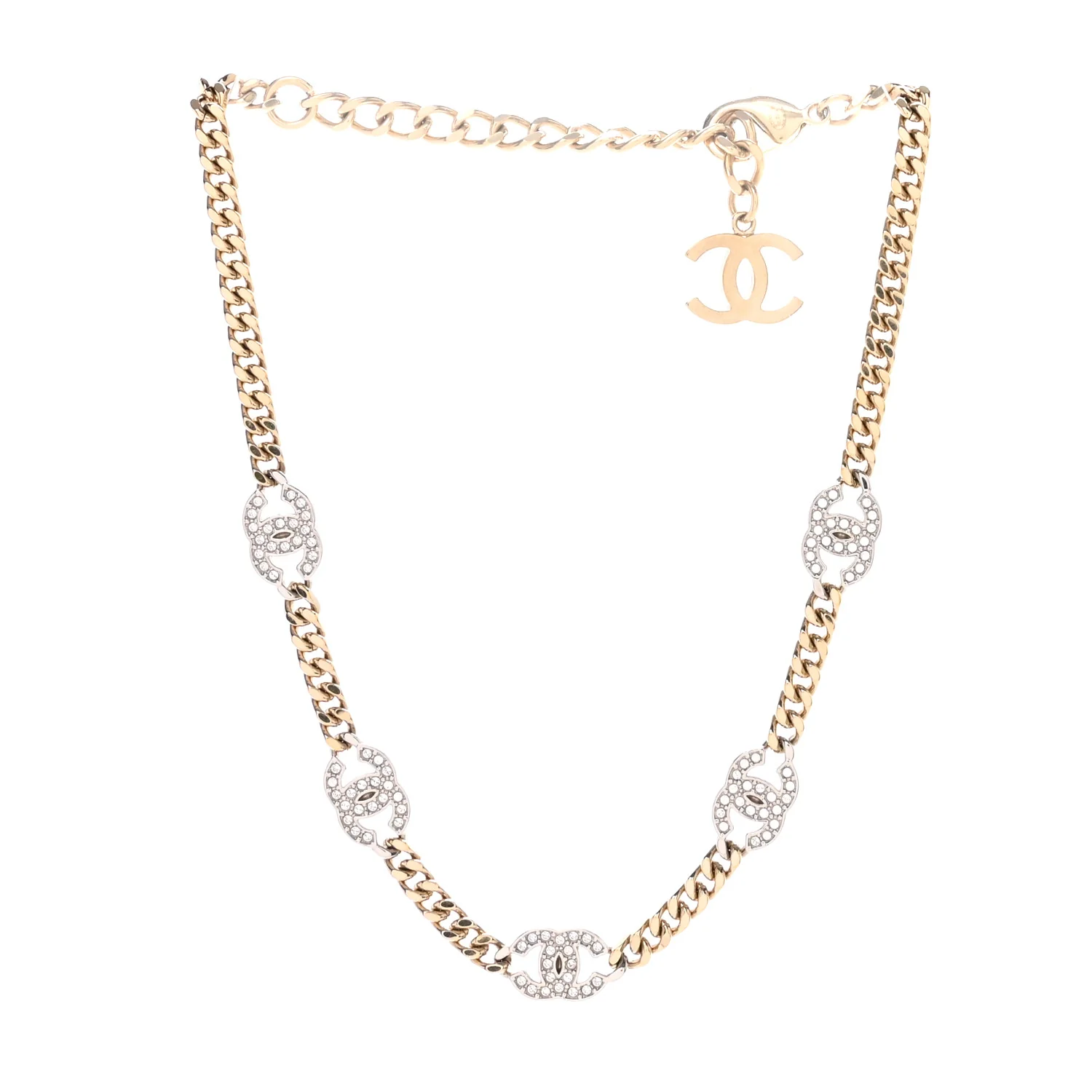 Crystal Chain CC Link Choker Gold Silver - Image 3