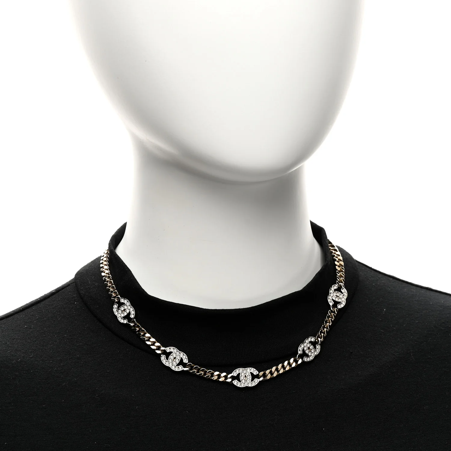 Crystal Chain CC Link Choker Gold Silver - Image 2