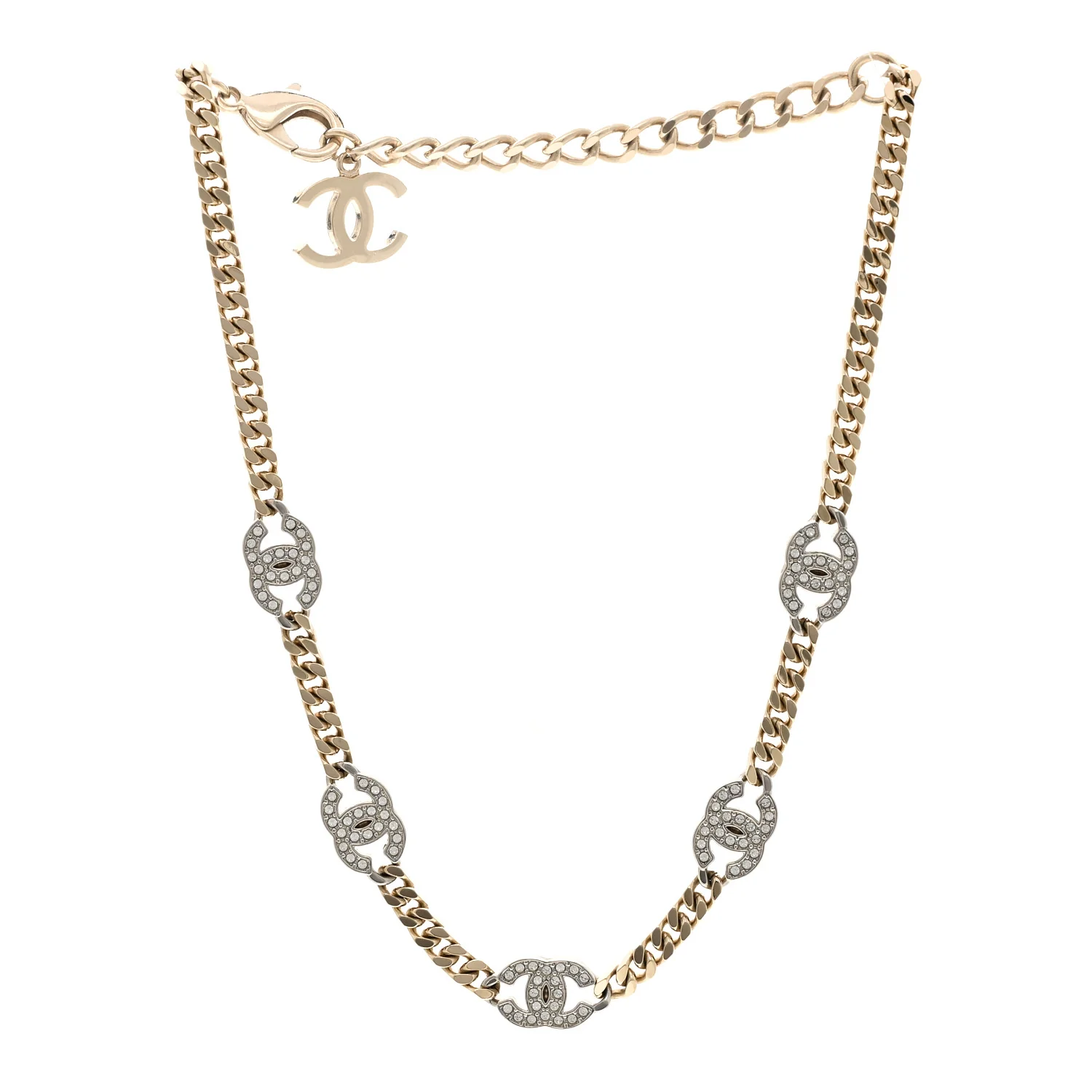 Crystal Chain CC Link Choker Gold Silver - Image 3