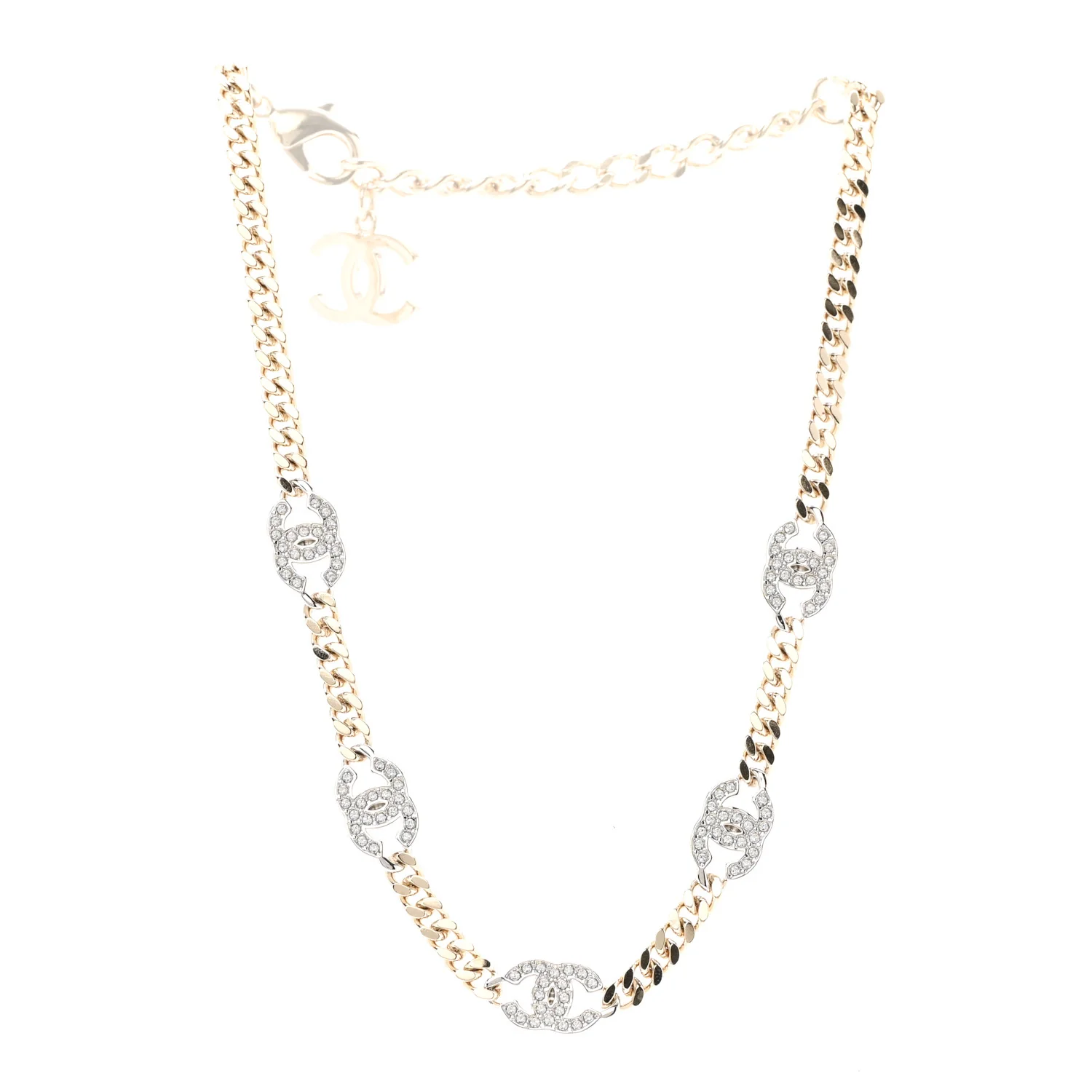 Crystal Chain CC Necklace Gold Silver - Image 3
