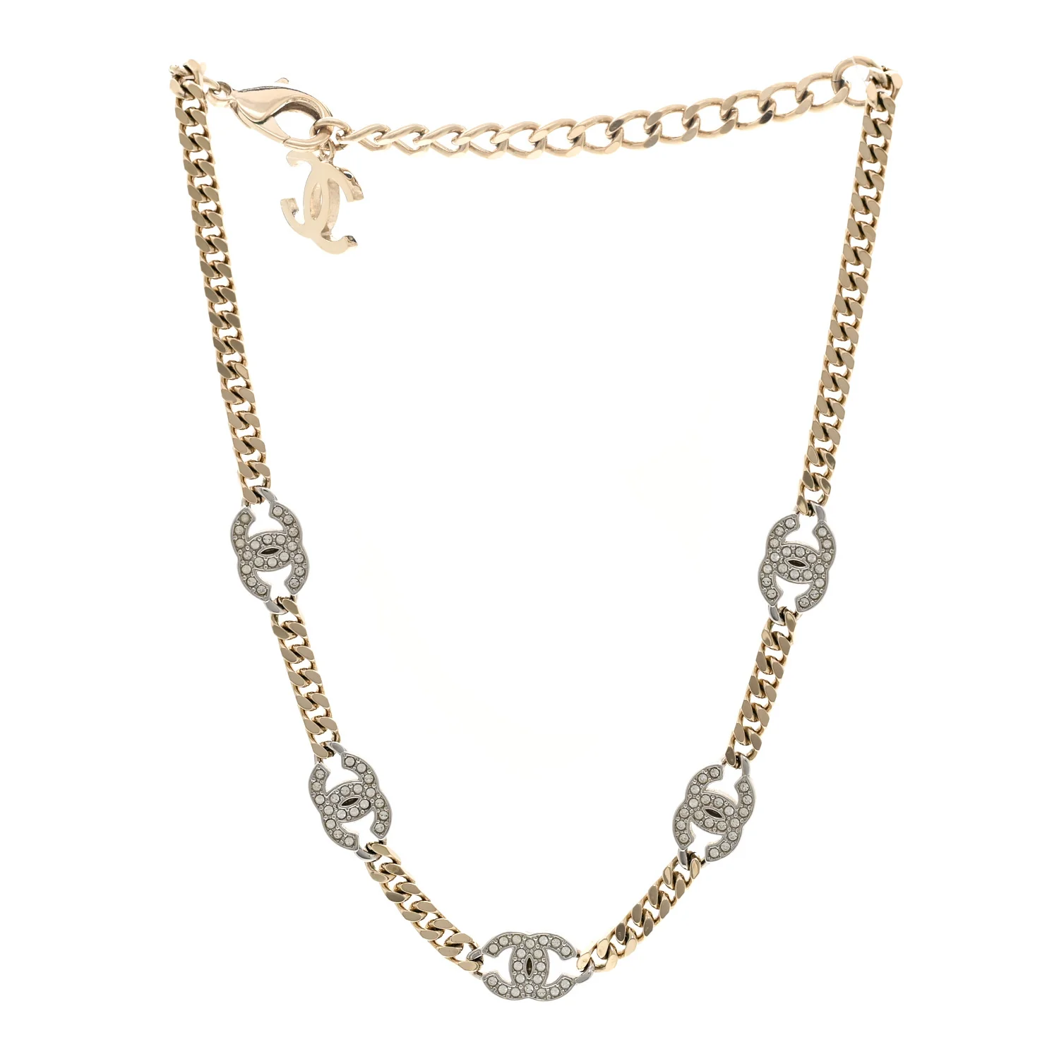 Crystal Chain CC Necklace Gold Silver - Image 3