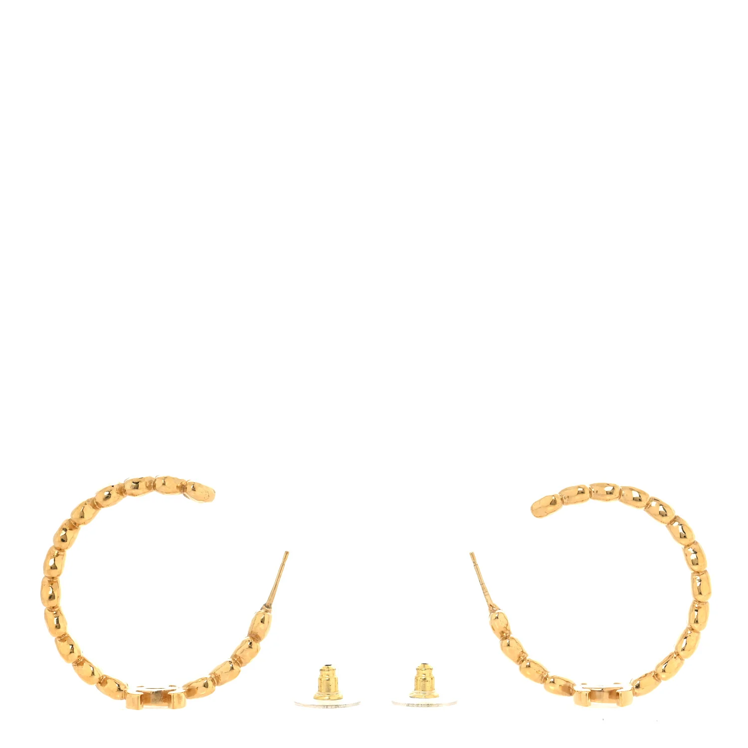 Crystal Heart CC Hoop Earrings Gold - Image 3