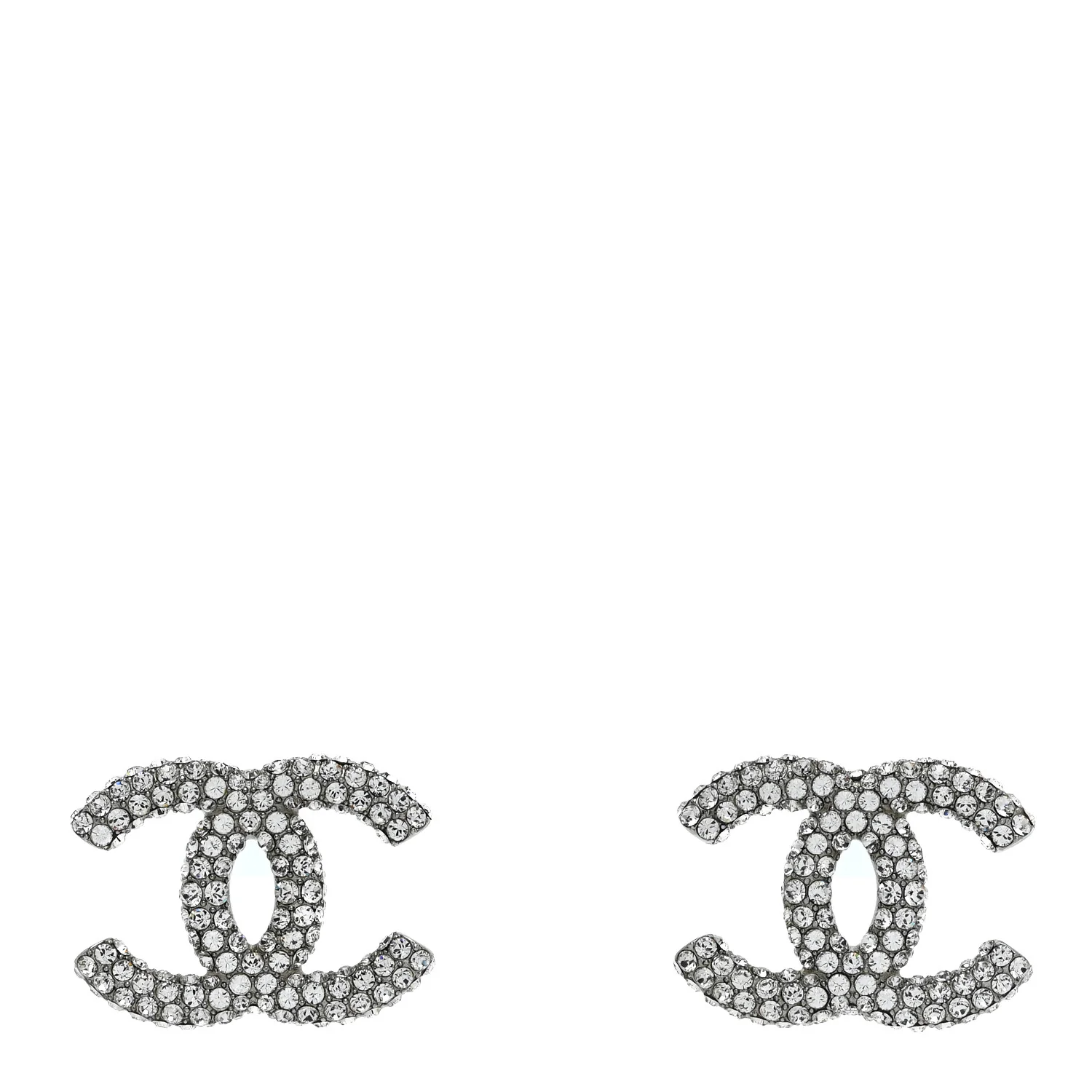 Crystal Large CC Earrings Silver