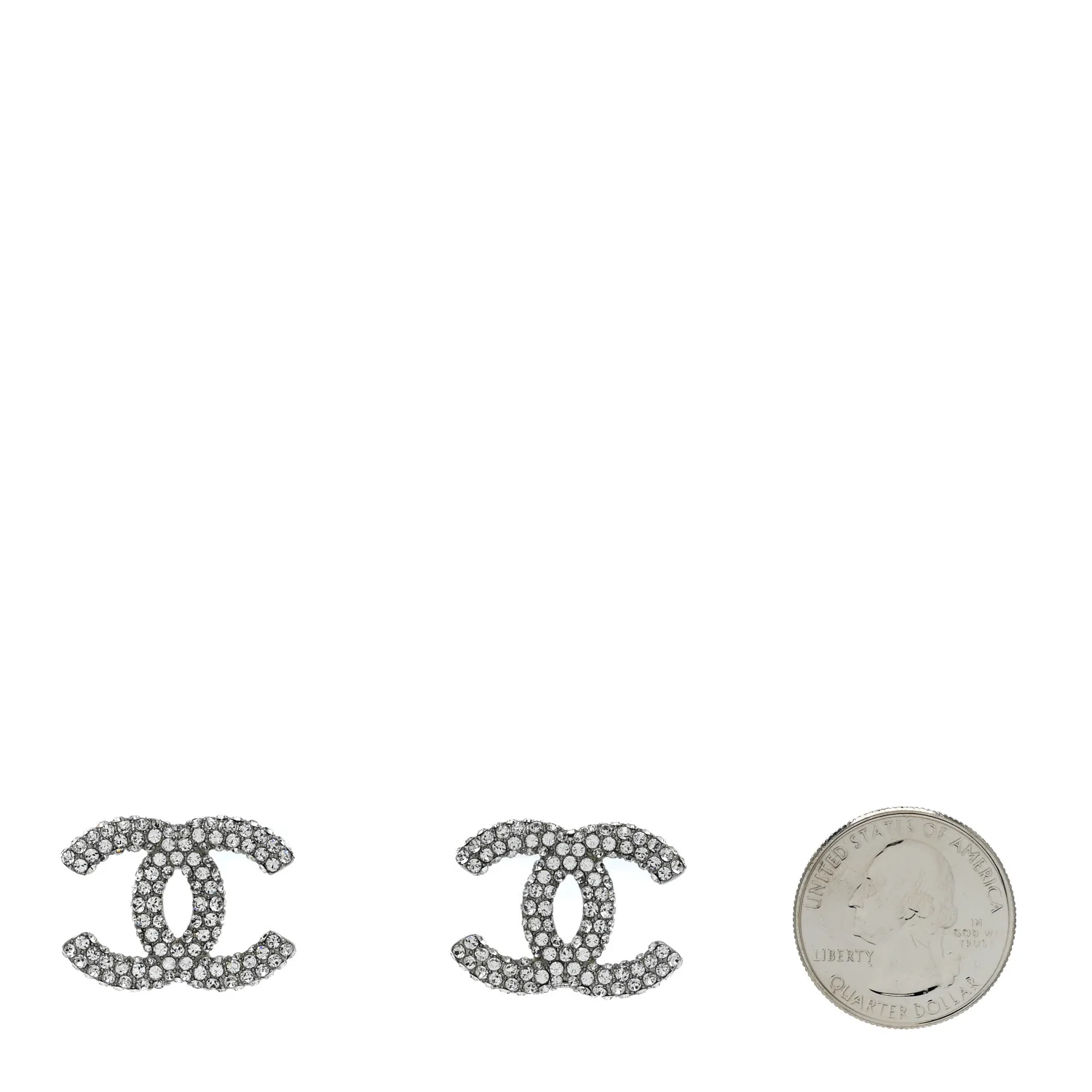 Crystal Large CC Earrings Silver - Image 2
