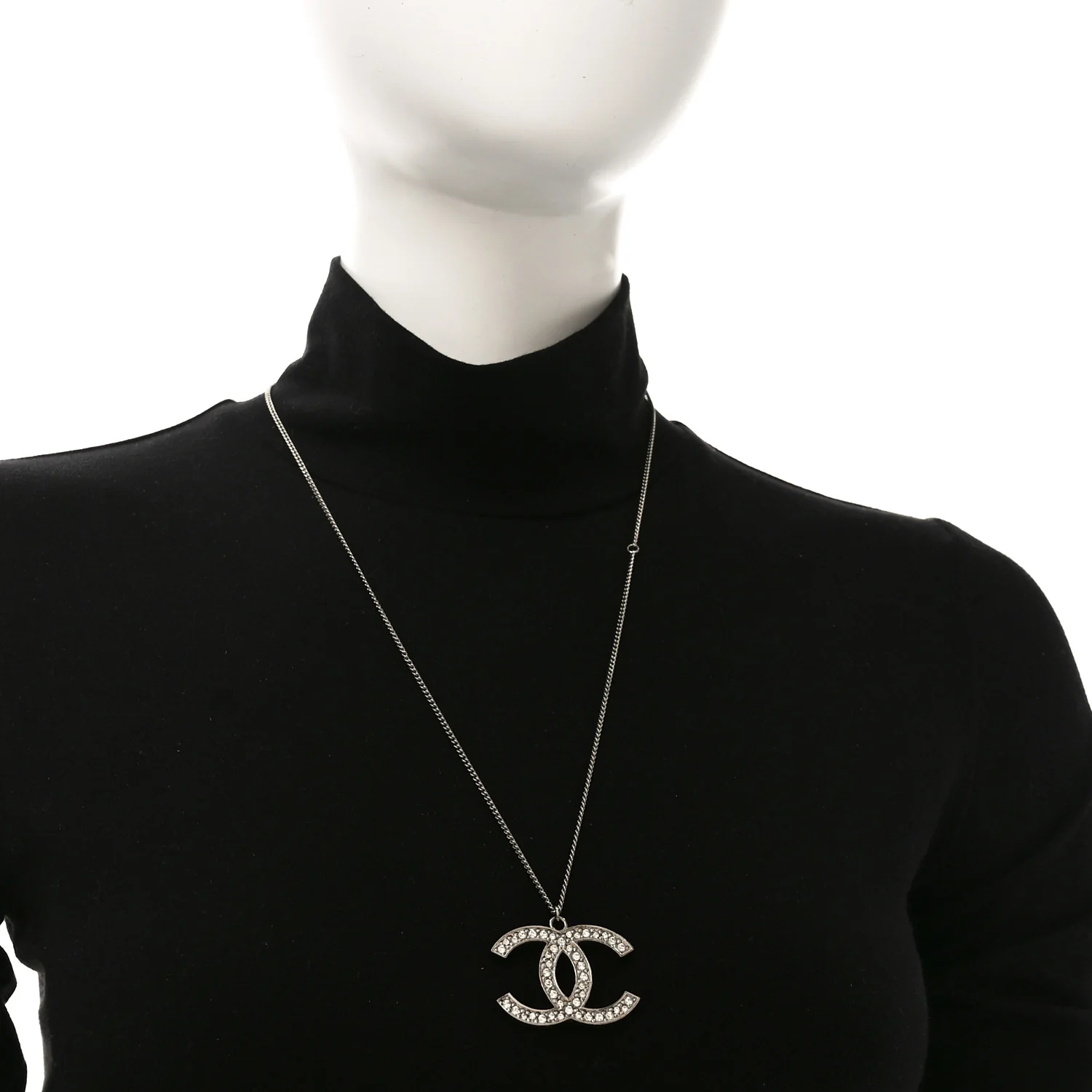 Crystal Large CC Necklace Silver - Image 2