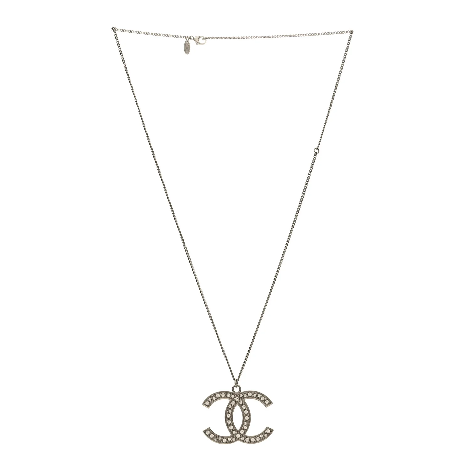 Crystal Large CC Necklace Silver - Image 3