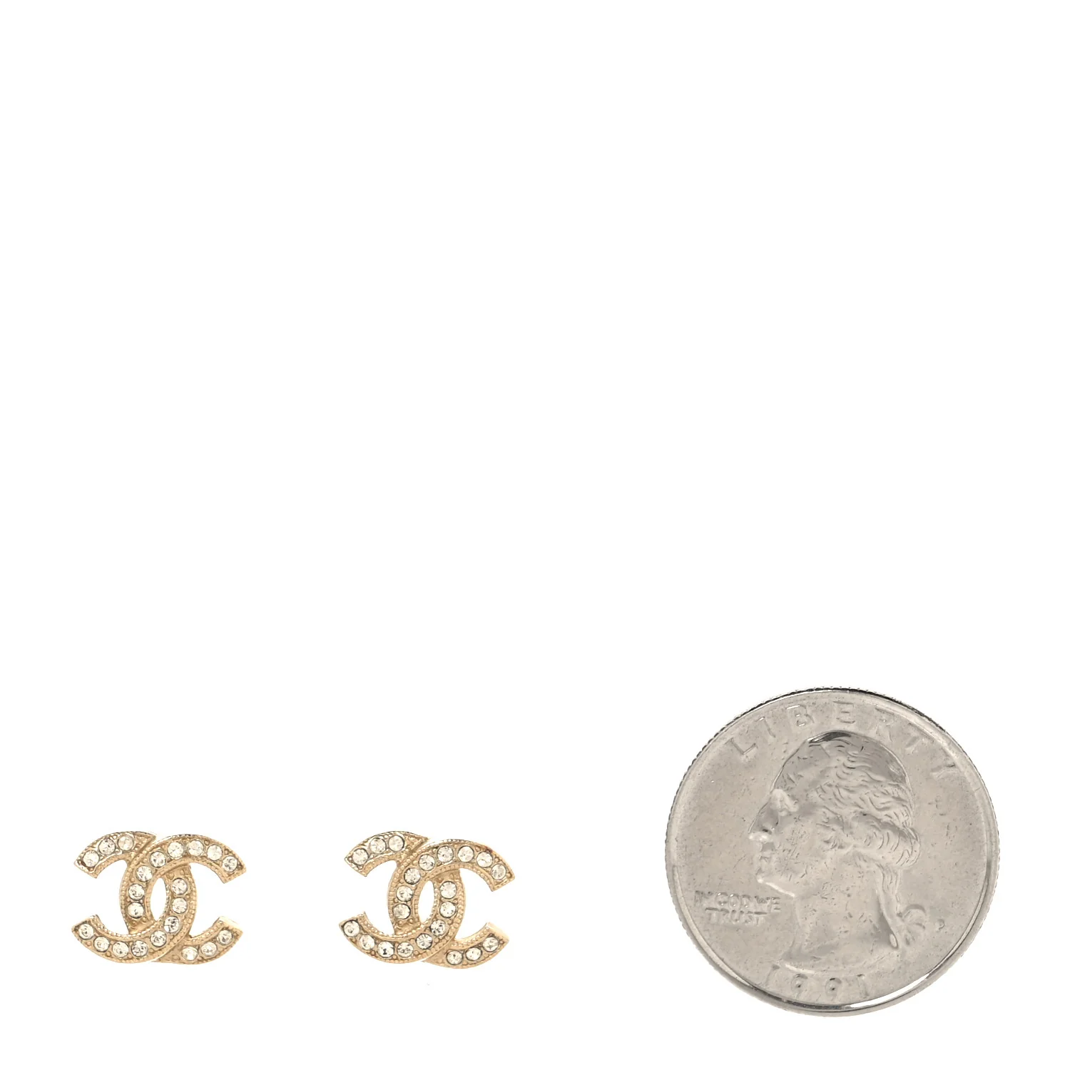 Crystal Mini Timeless CC Earrings Light Gold - Image 2