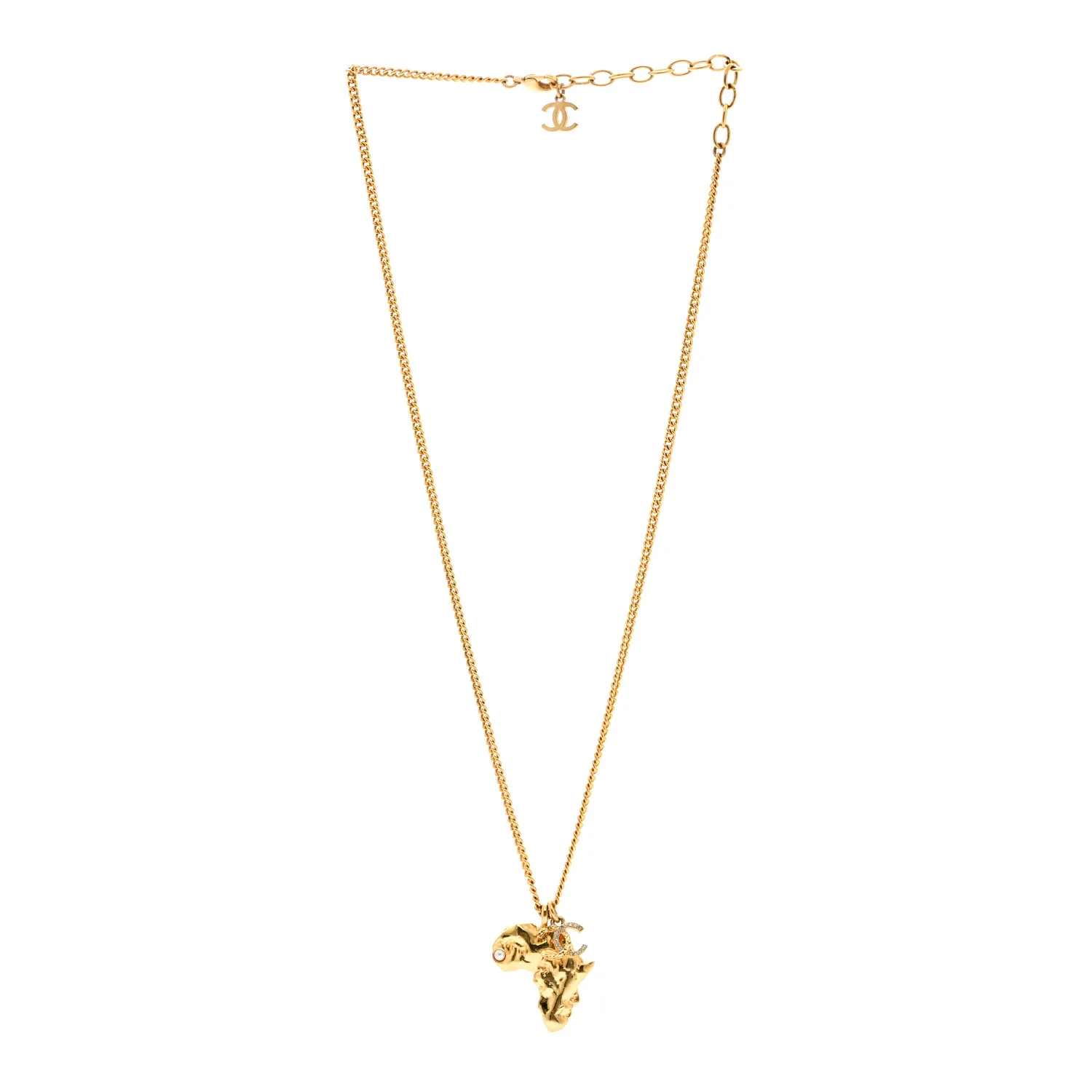 Crystal Pearl CC Africa Pendant Necklace Gold White - Image 3