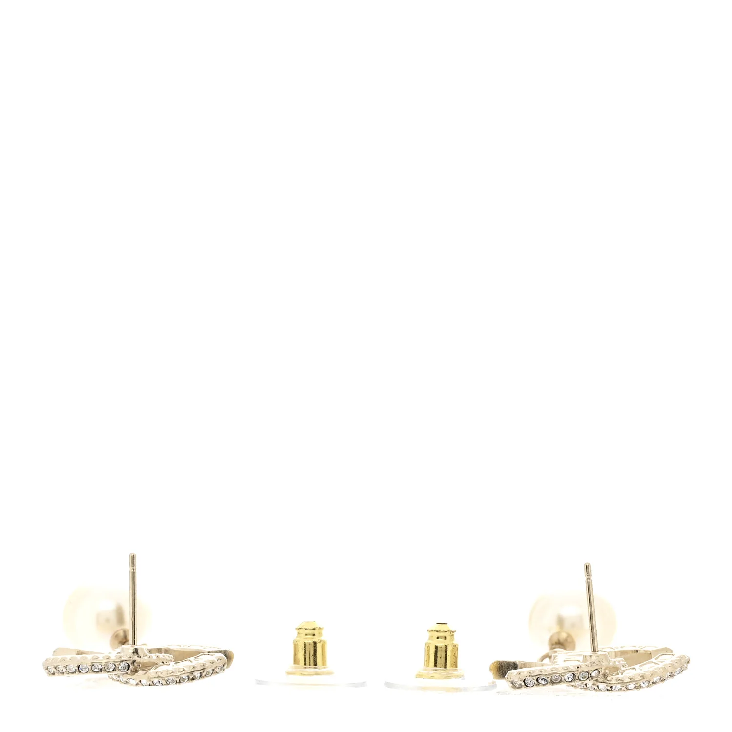 Crystal Pearl CC Drop Earrings Gold - Image 3