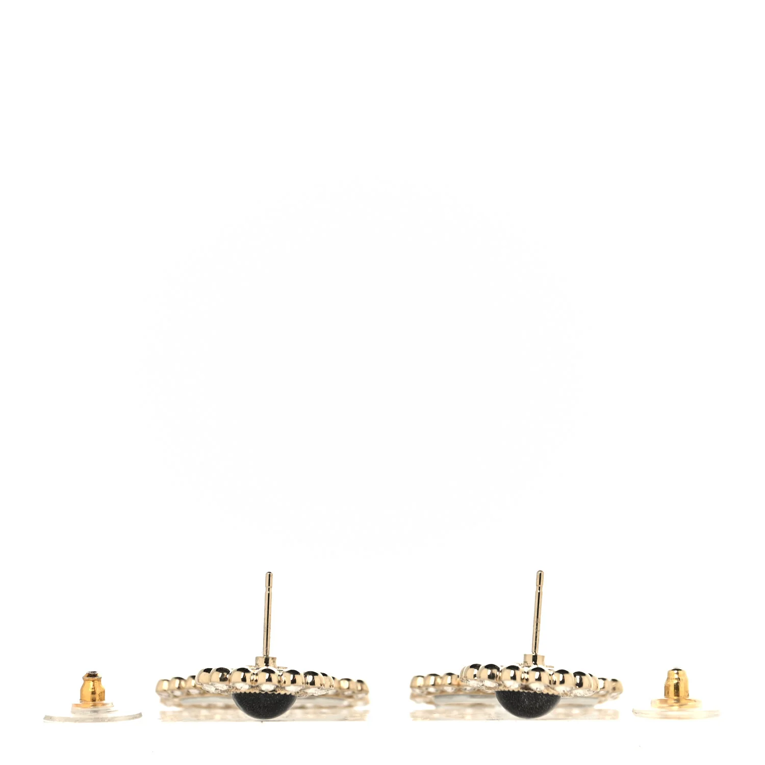 Crystal Pearl CC Drop Earrings Gold Black - Image 7