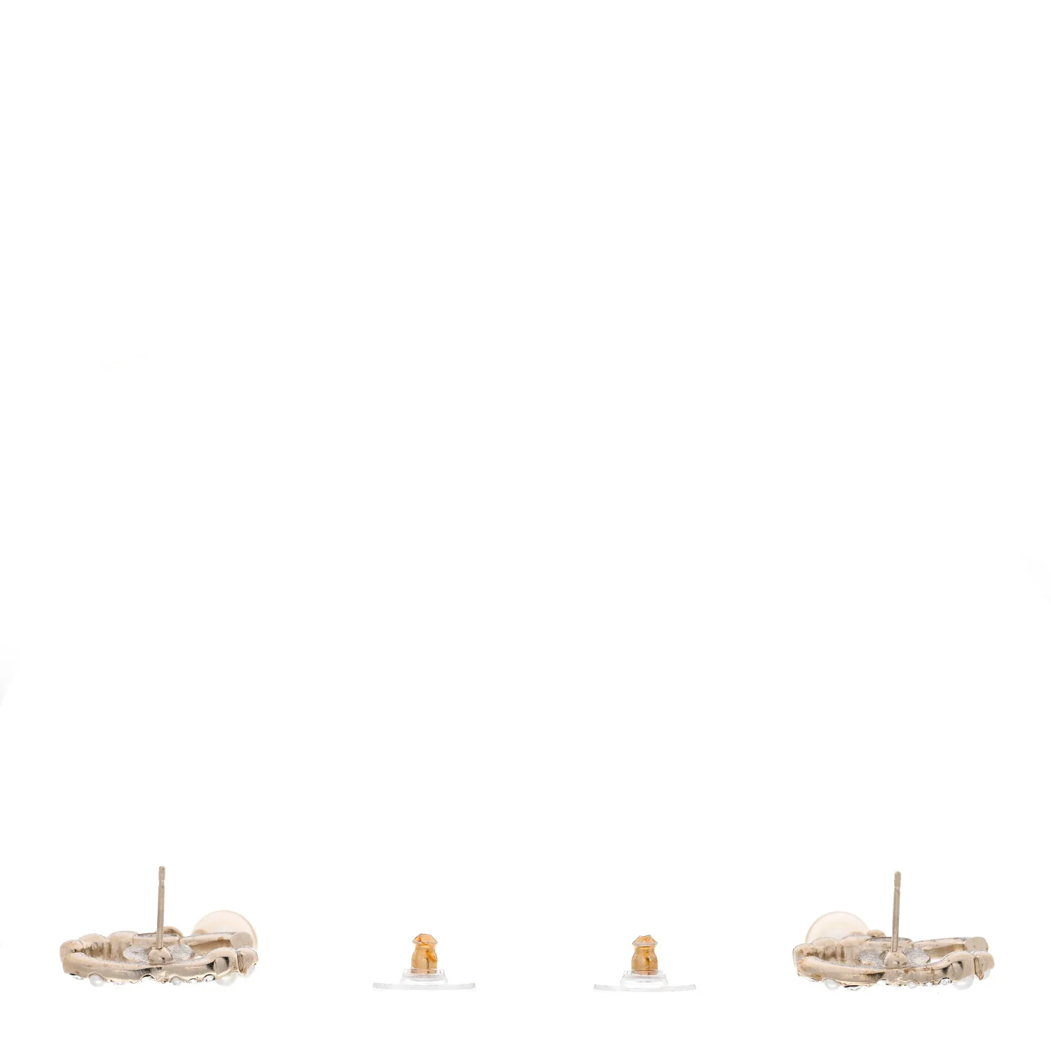 Crystal Pearl CC Drop Earrings Gold Pearly White - Image 3