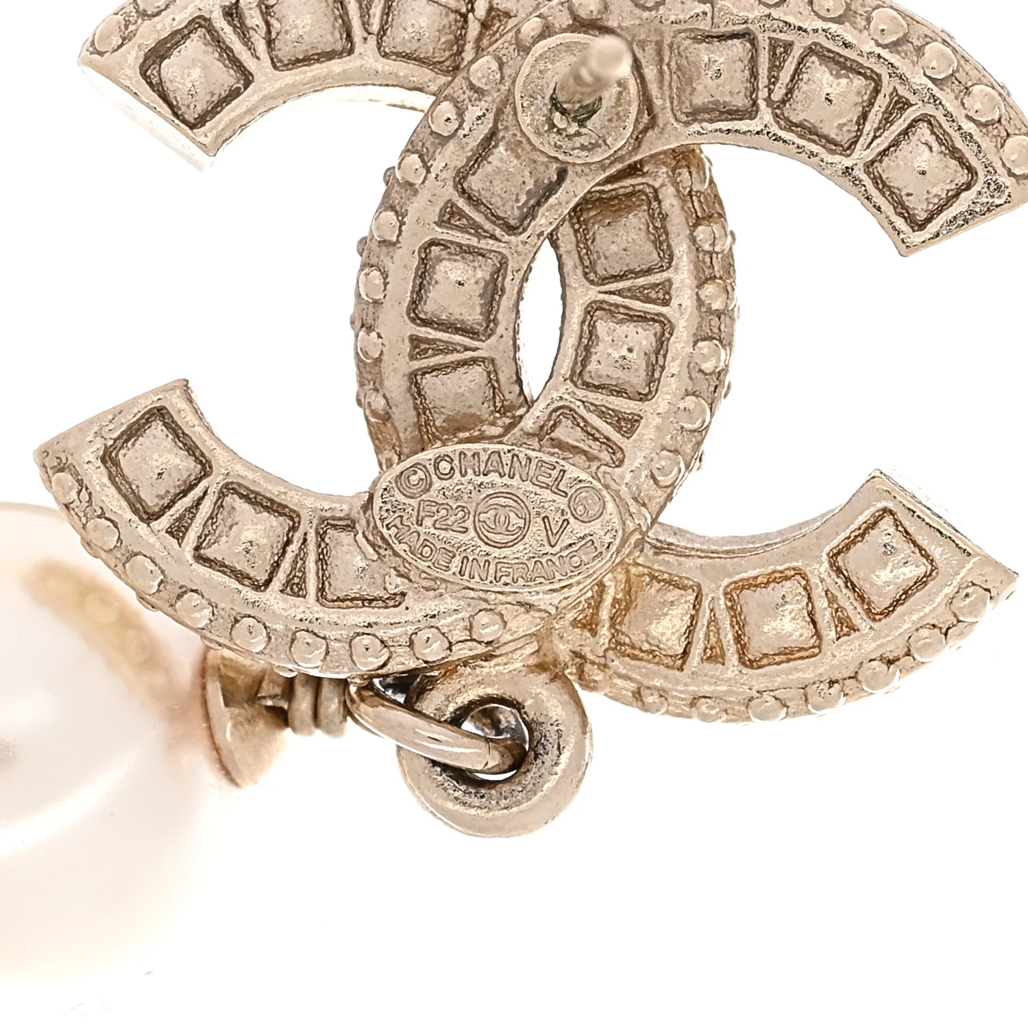 Crystal Timeless CC Pearl Drop Earrings Light Gold - Image 4
