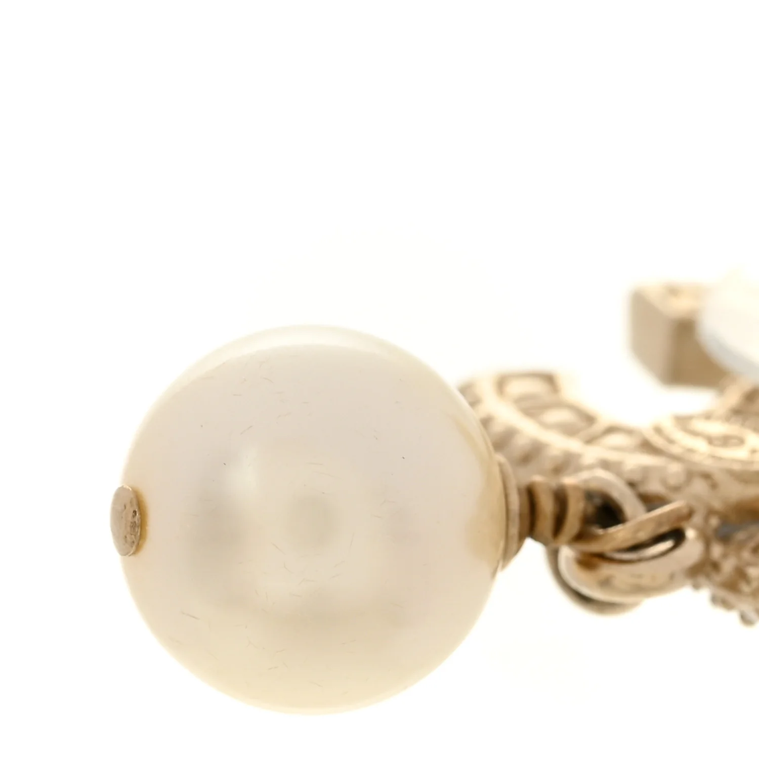 Crystal Timeless CC Pearl Drop Earrings Light Gold - Image 5