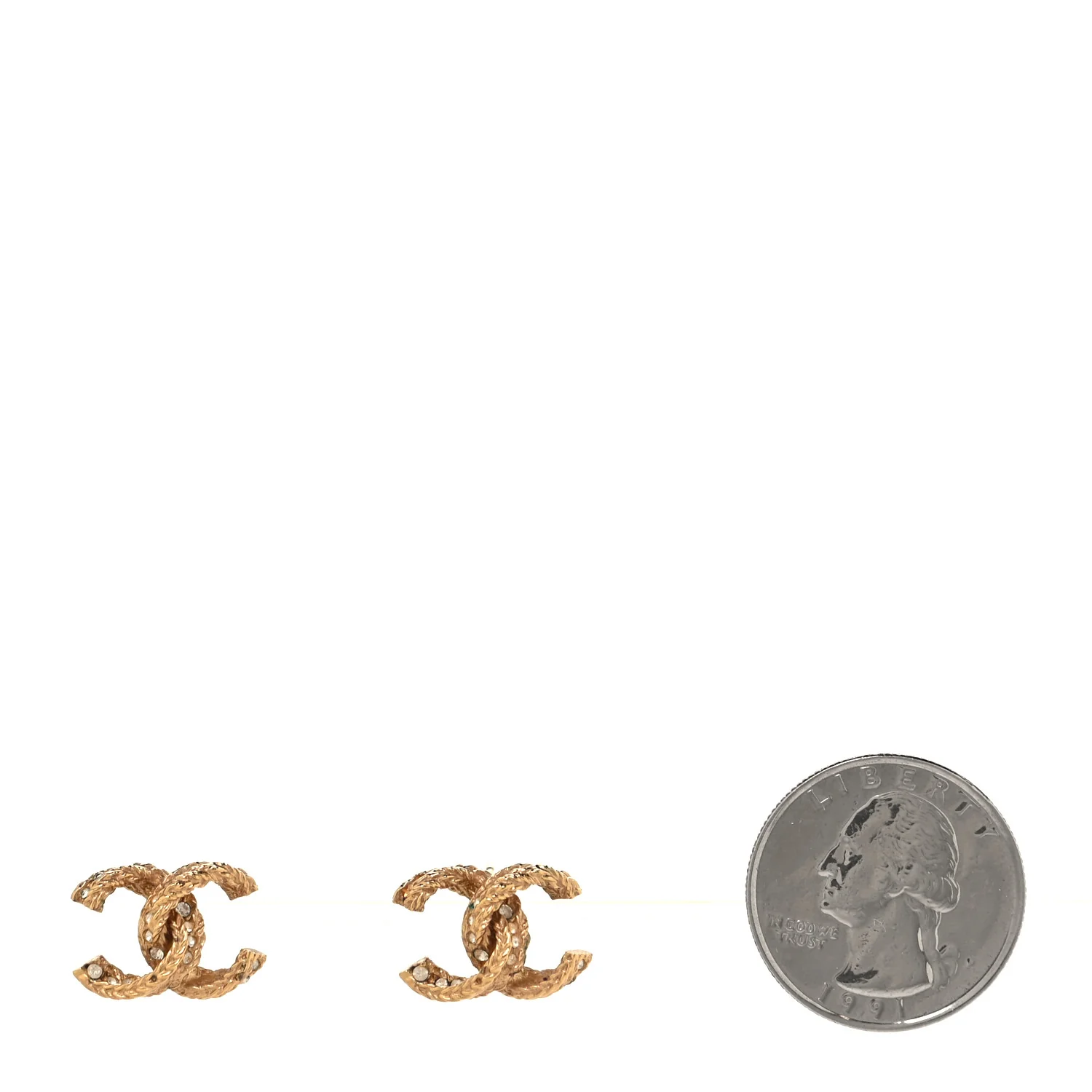 Crystal Twisted CC Earrings Gold - Image 5