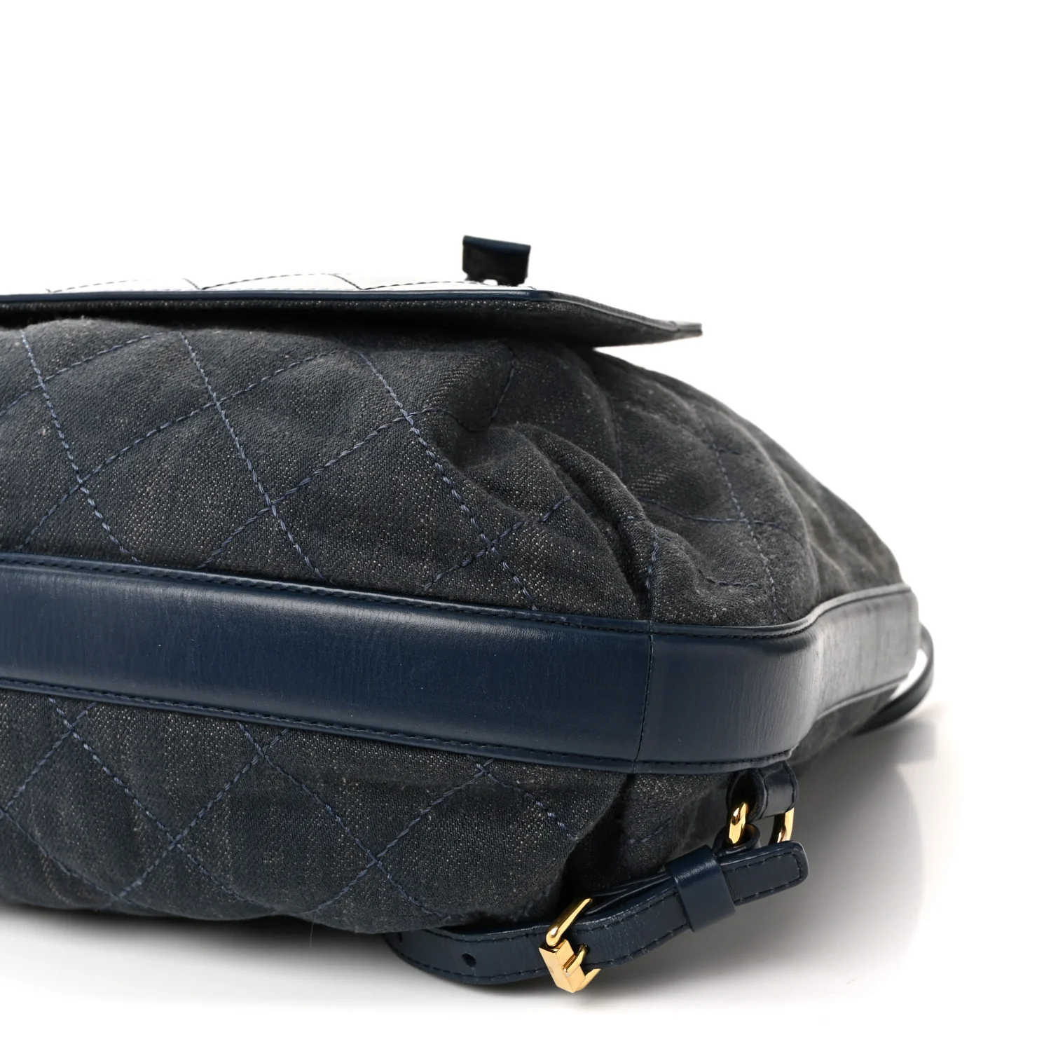 Denim Calfskin Quilted Backpack Blue - Image 10