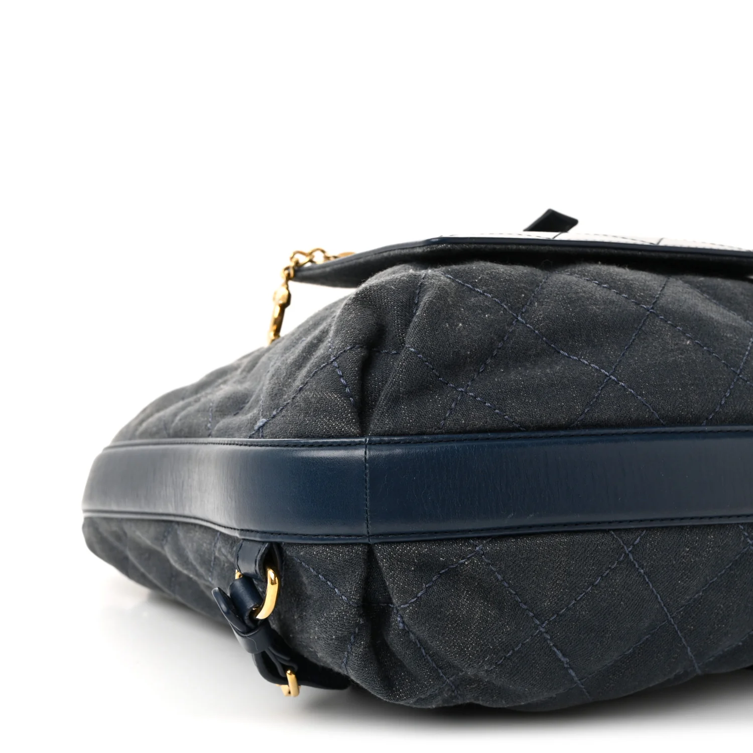 Denim Calfskin Quilted Backpack Blue - Image 9