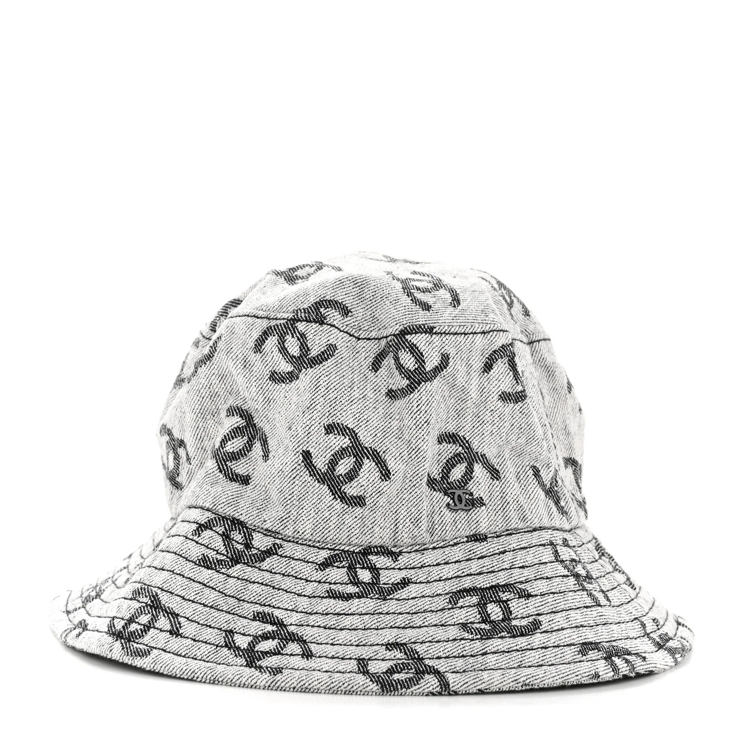 Denim CC Bucket Hat L White Black