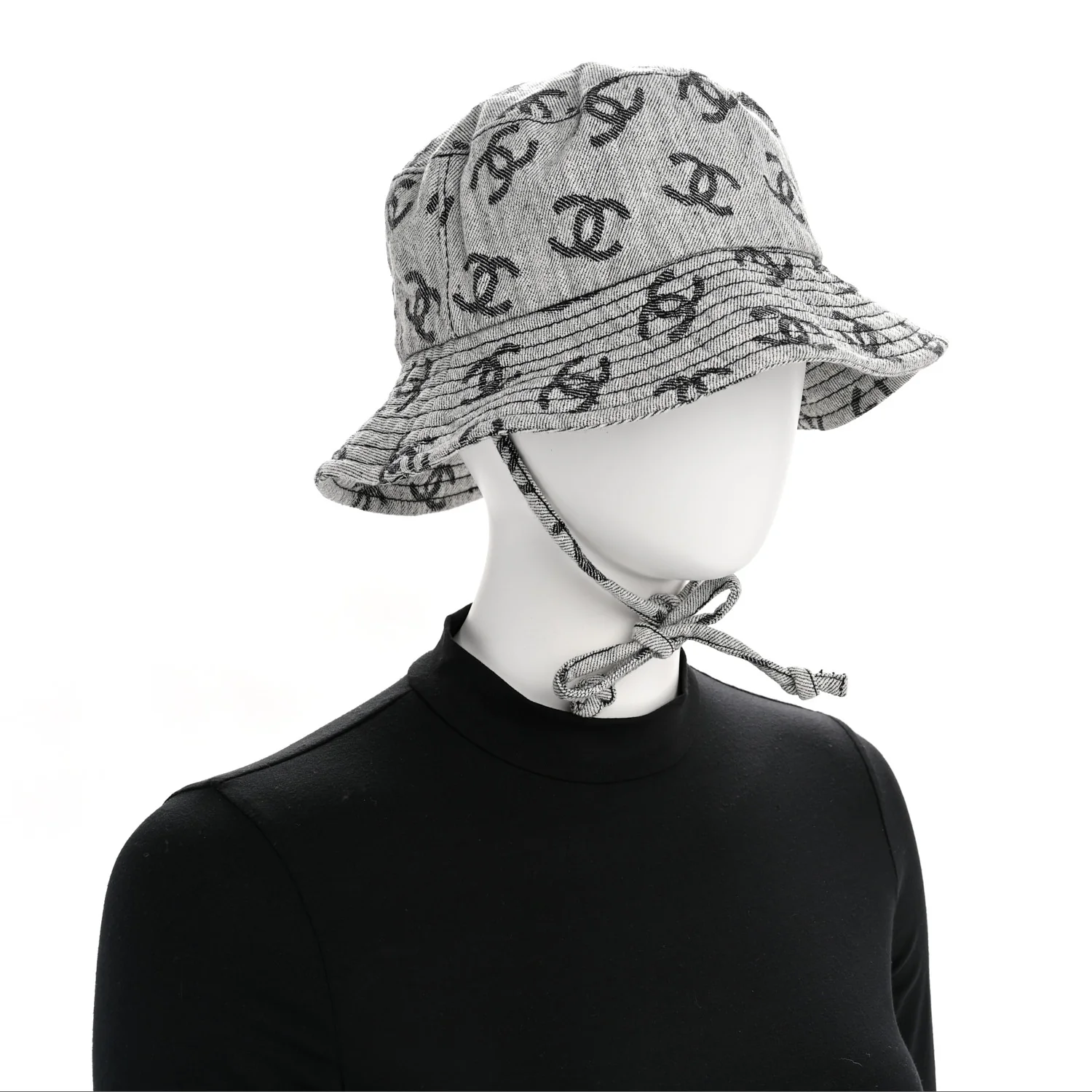 Denim CC Bucket Hat L White Black - Image 2