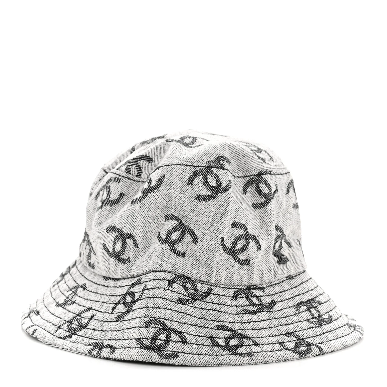 Denim CC Bucket Hat L White Black - Image 3