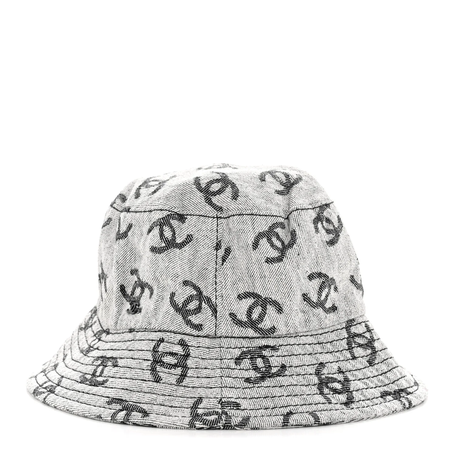 Denim CC Bucket Hat L White Black - Image 4