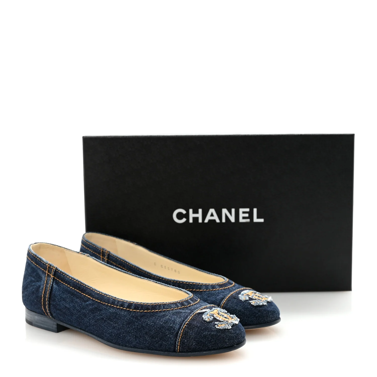 Denim CC Cap Toe Ballerina Flats 35.5 Blue - Image 10