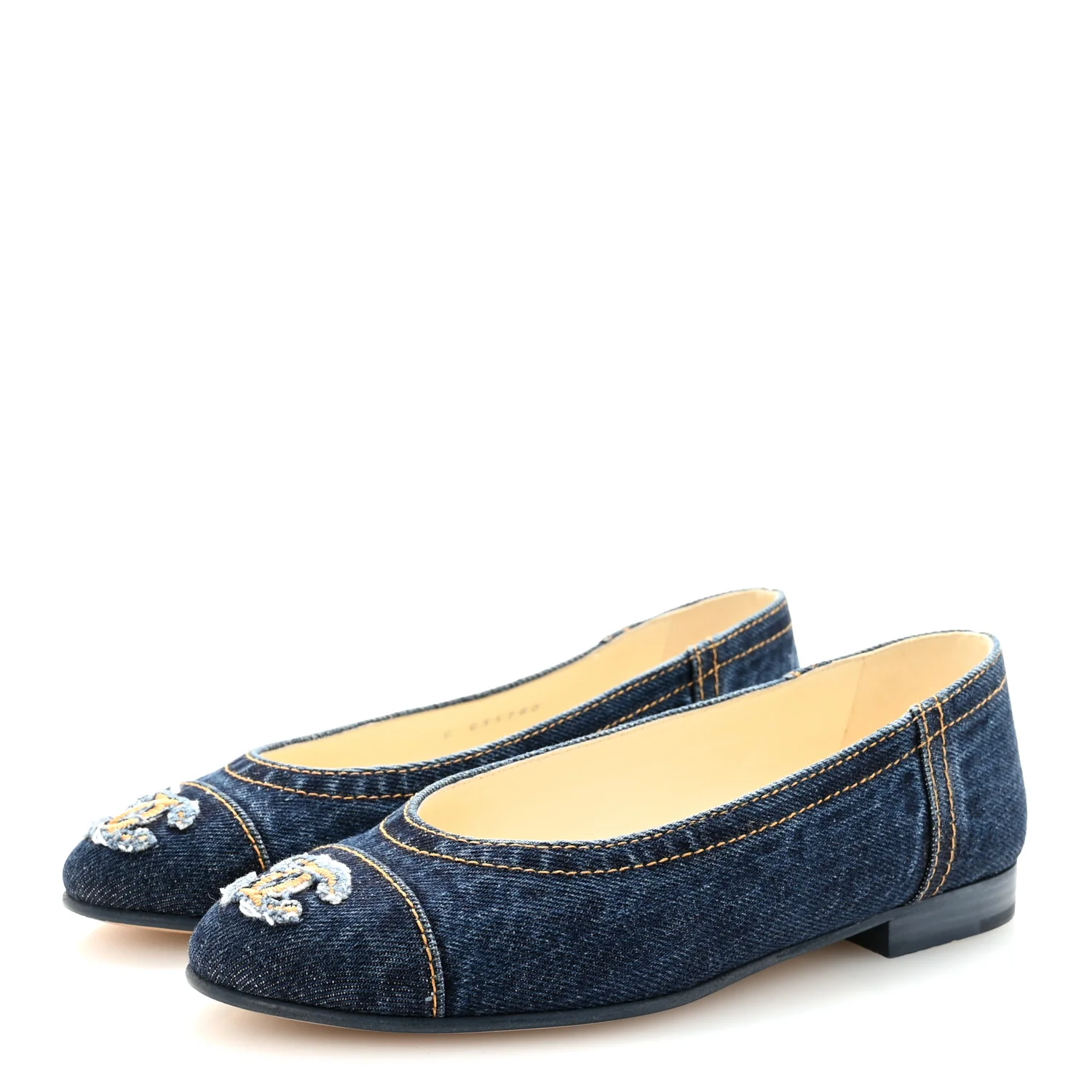 Denim CC Cap Toe Ballerina Flats 35.5 Blue - Image 4
