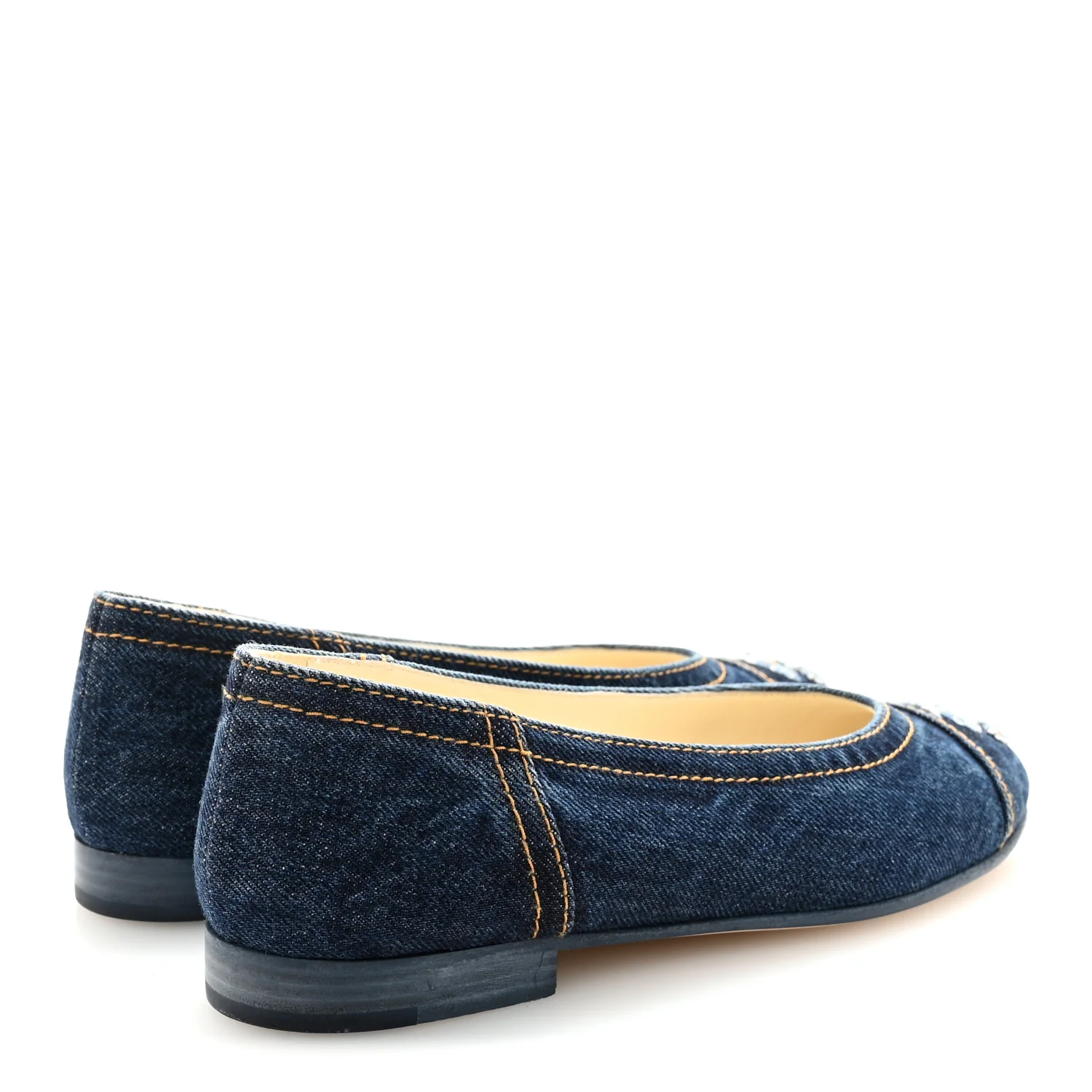 Denim CC Cap Toe Ballerina Flats 35.5 Blue - Image 5