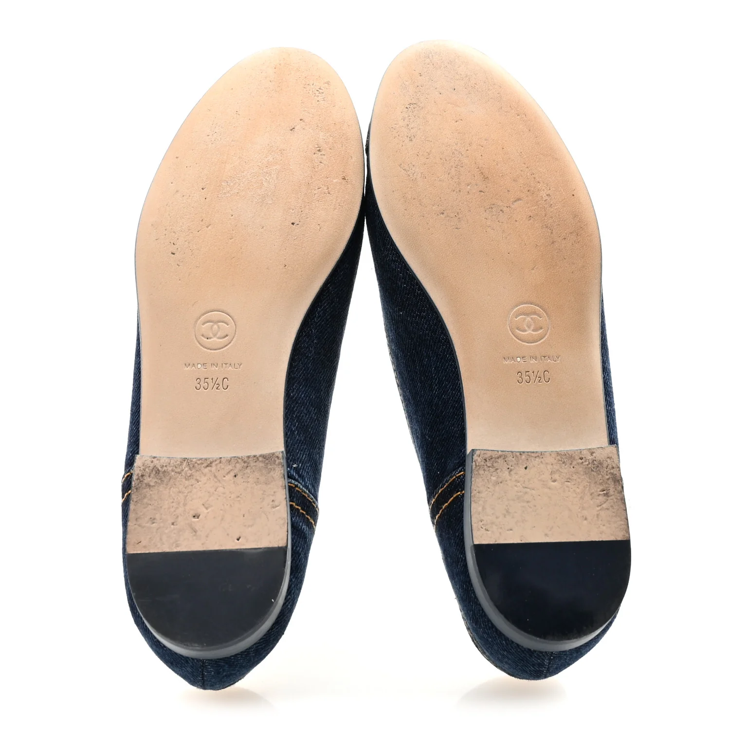 Denim CC Cap Toe Ballerina Flats 35.5 Blue - Image 6