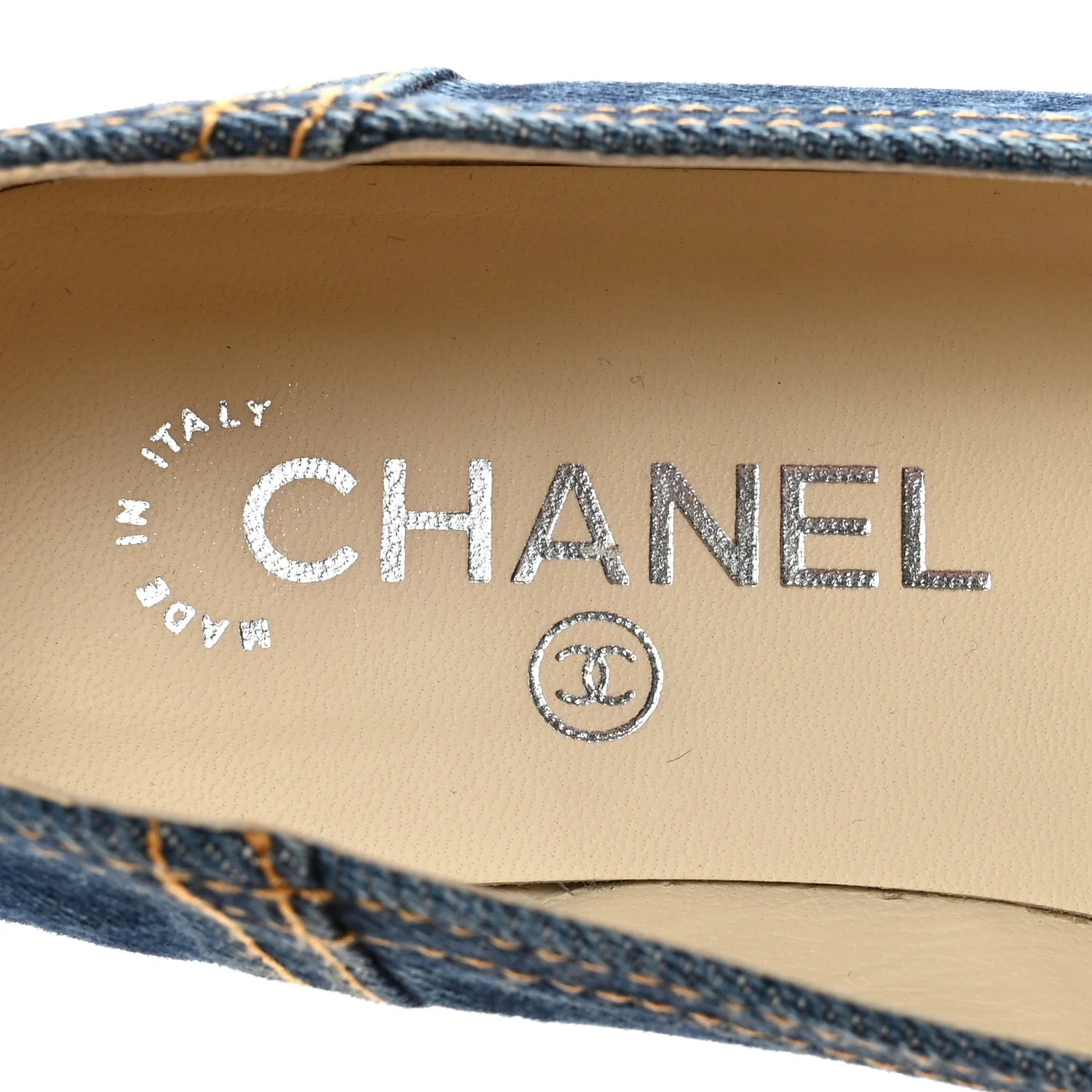 Denim CC Cap Toe Ballerina Flats 35.5 Blue - Image 8