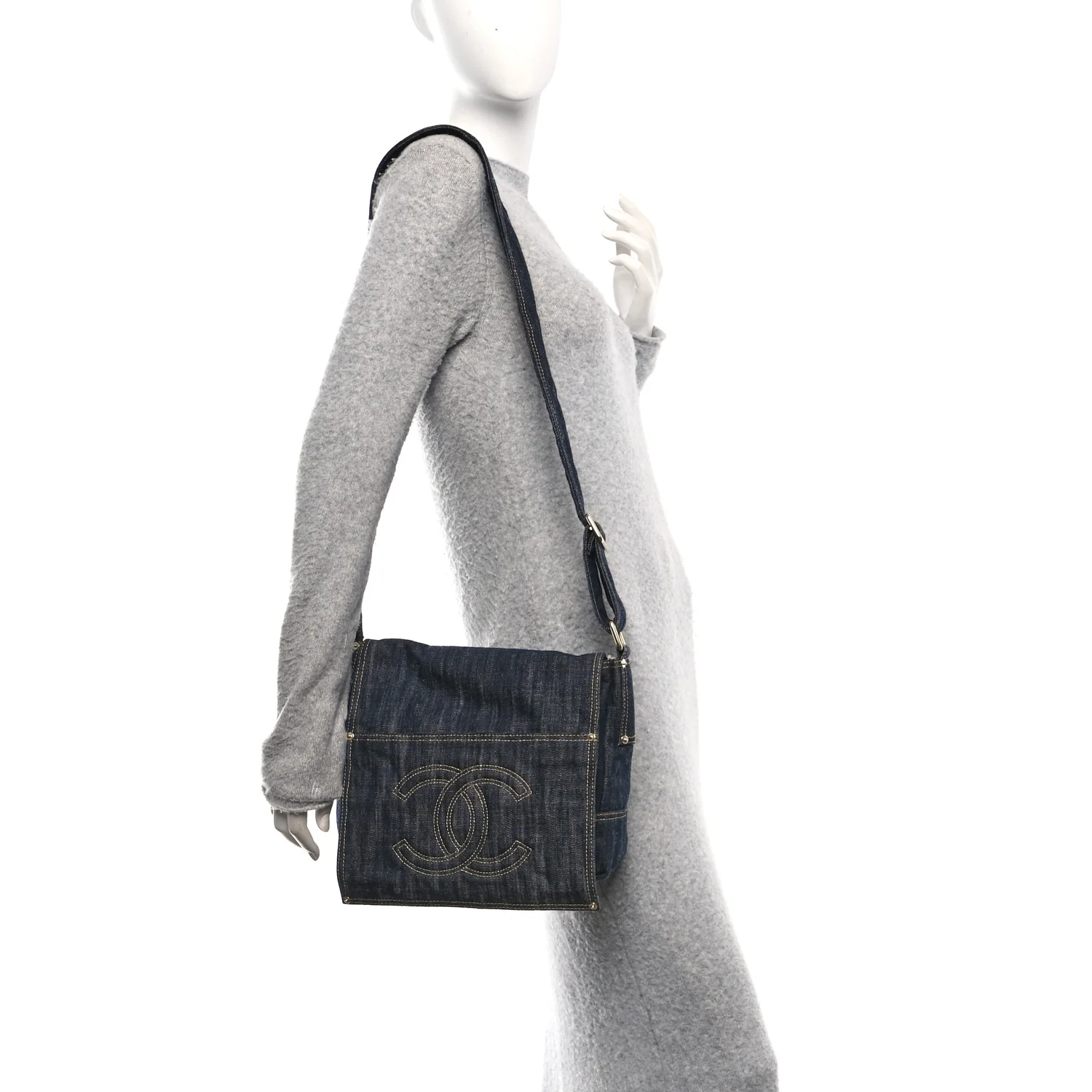 Denim CC Messenger Bag Blue - Image 2