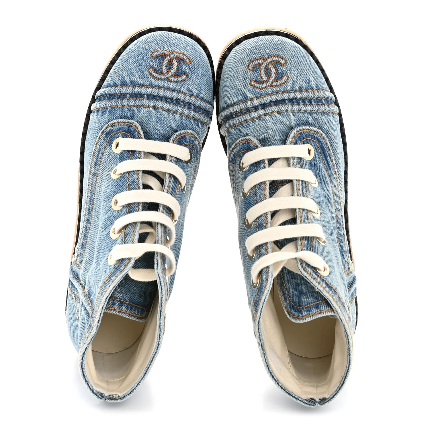 Denim Lace Up Boots 36 Light Blue - Image 2