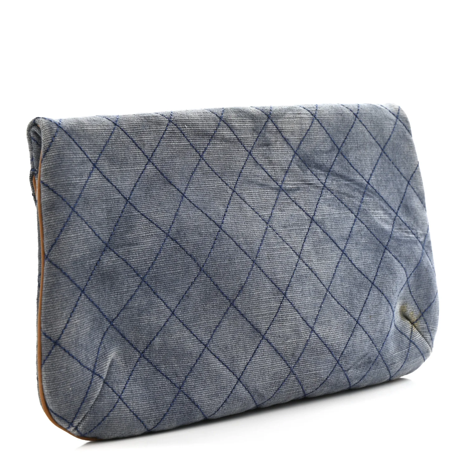 Denim Lambskin Quilted CC Clutch Blue - Image 3