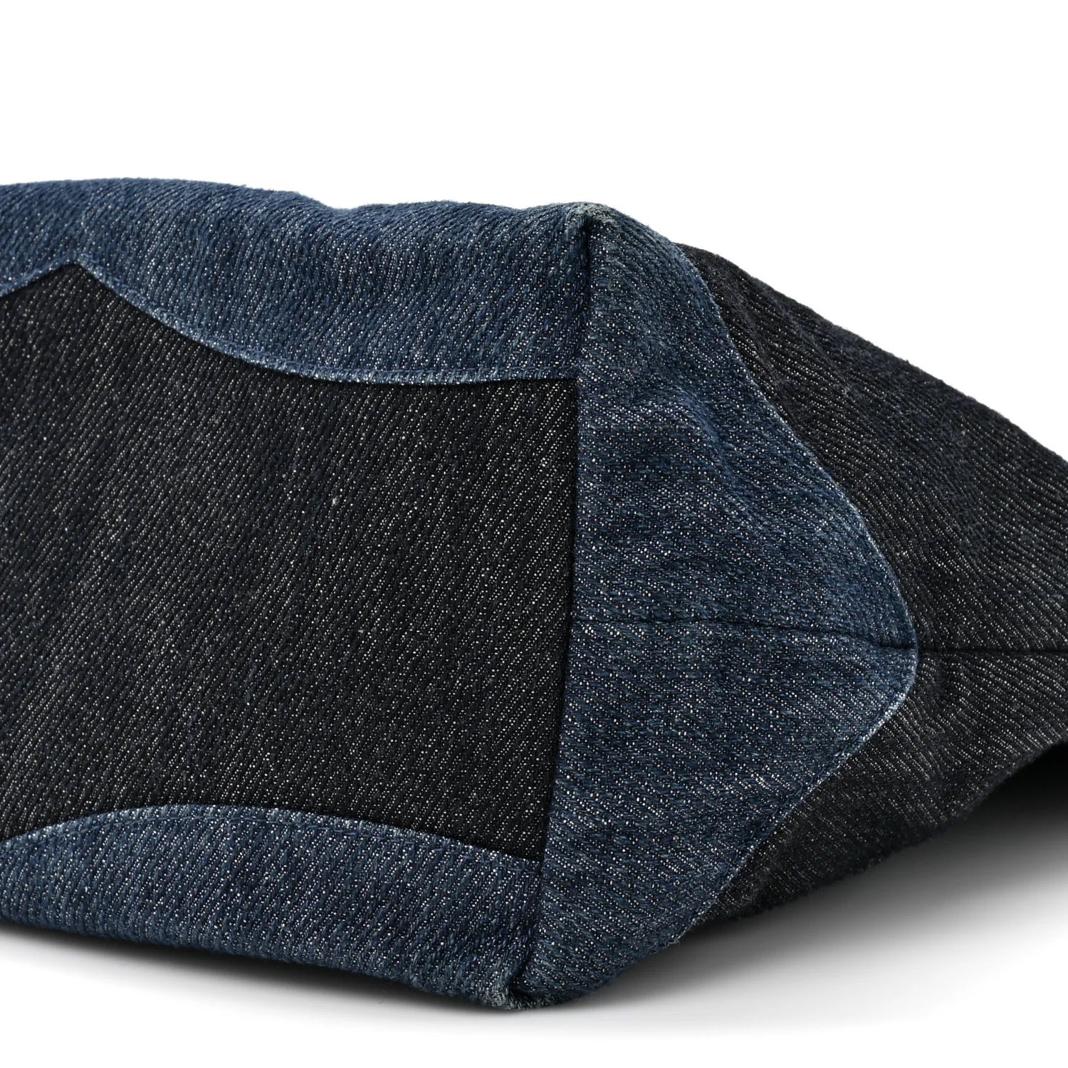 Denim Large Two Tone CC Shopping Tote Blue - Image 10