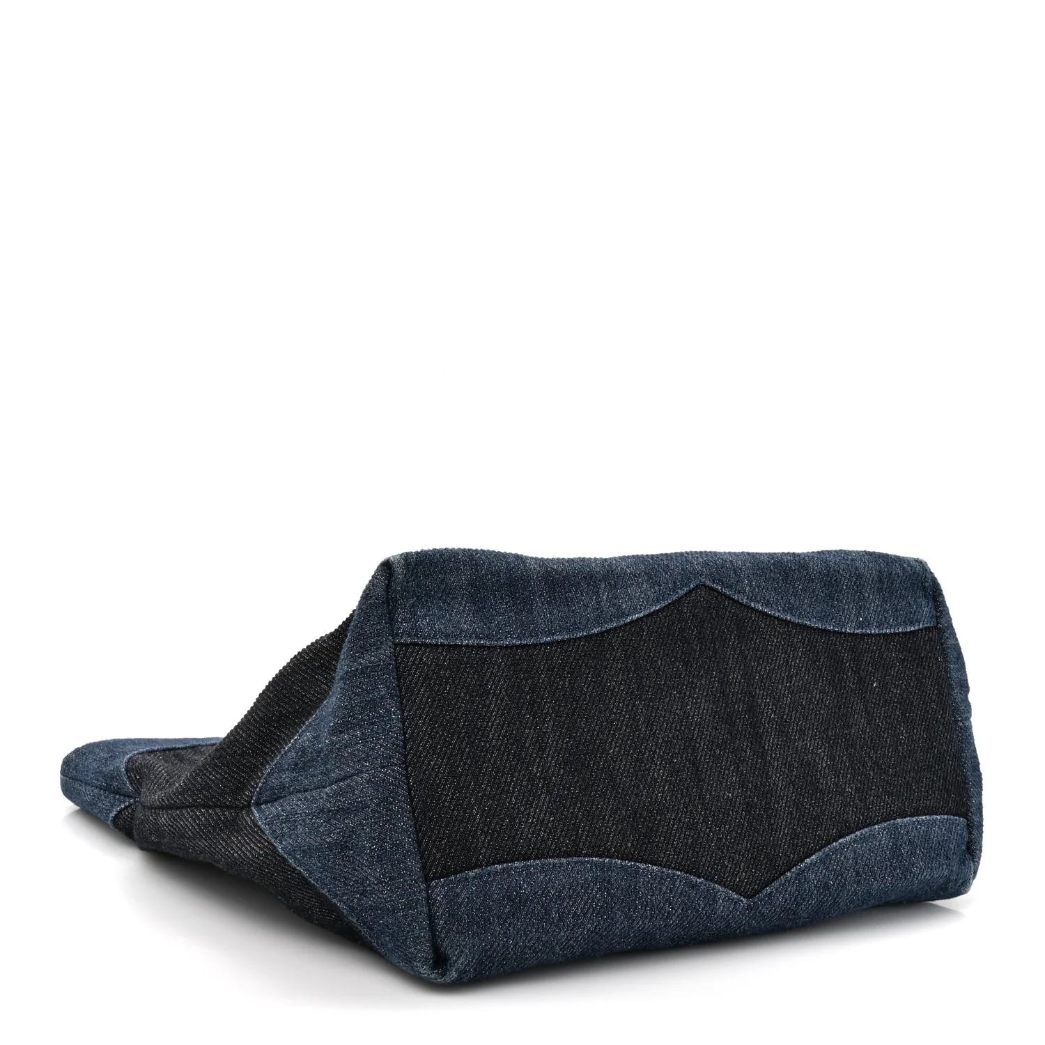 Denim Large Two Tone CC Shopping Tote Blue - Image 5