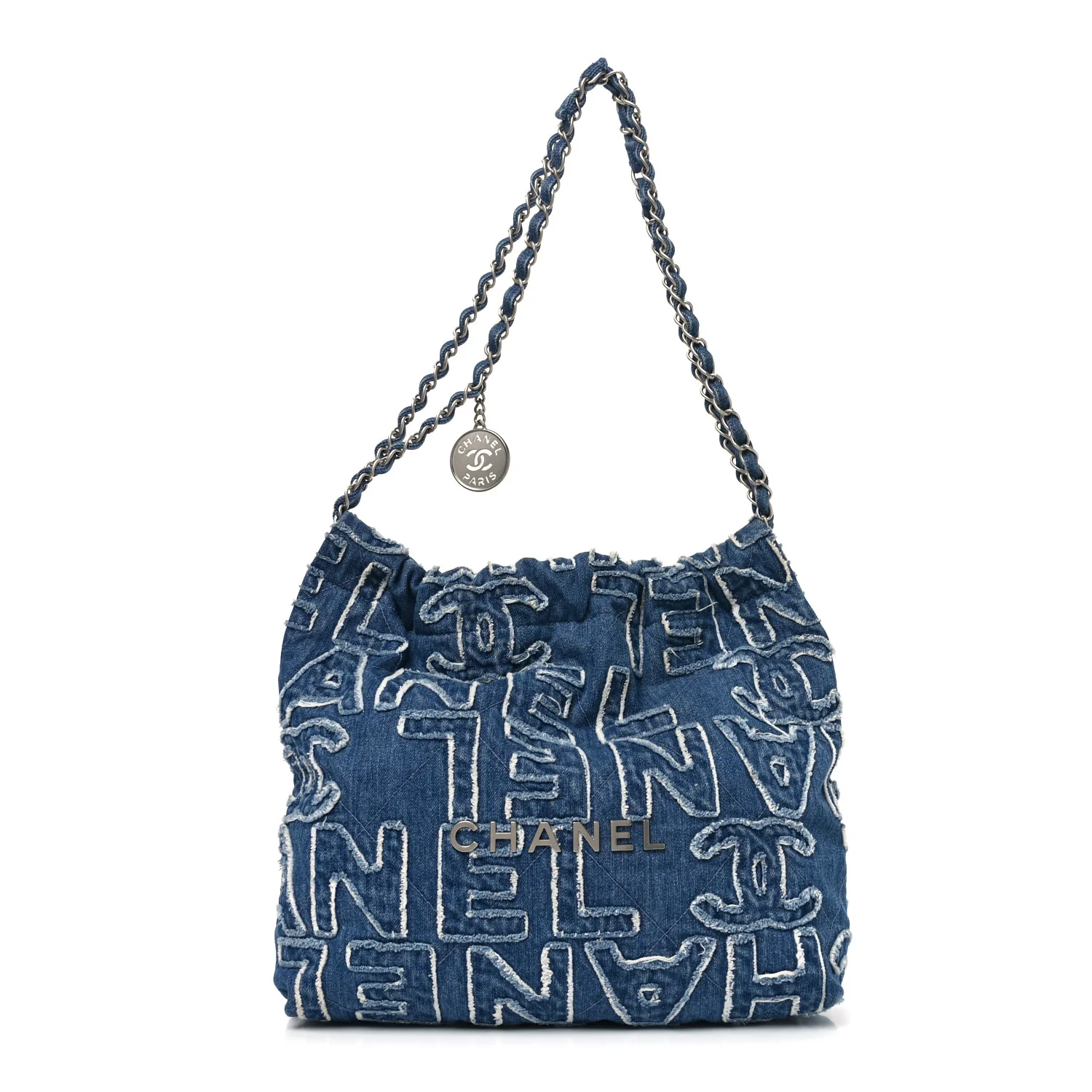Denim Patchwork Logo Chanel 22 Blue