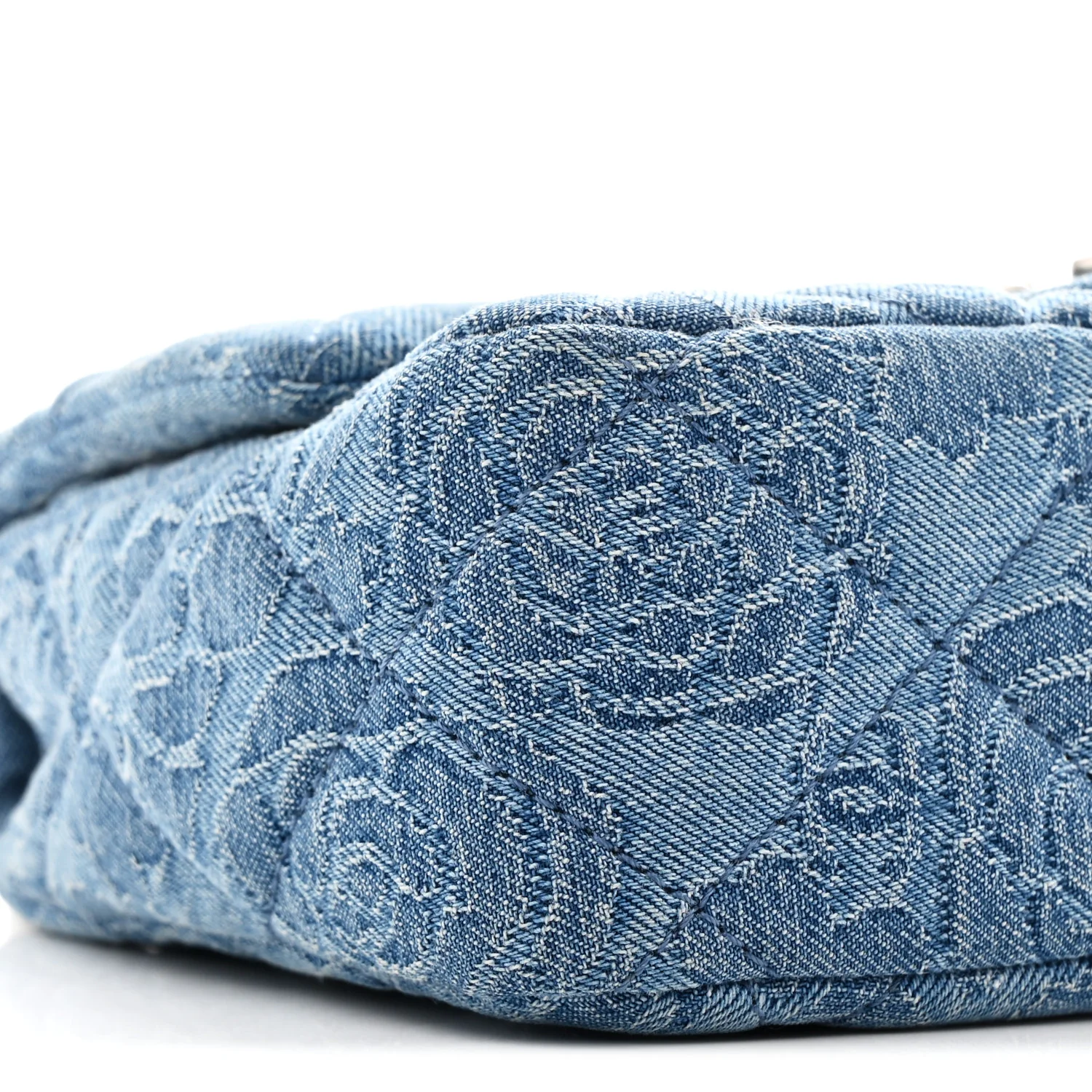 Denim Quilted Camellia Sweetheart Mini Flap Blue - Image 9