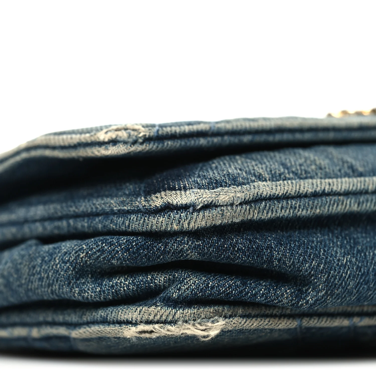 Denim Quilted Chanel 19 Wallet On Chain WOC Blue - Image 9