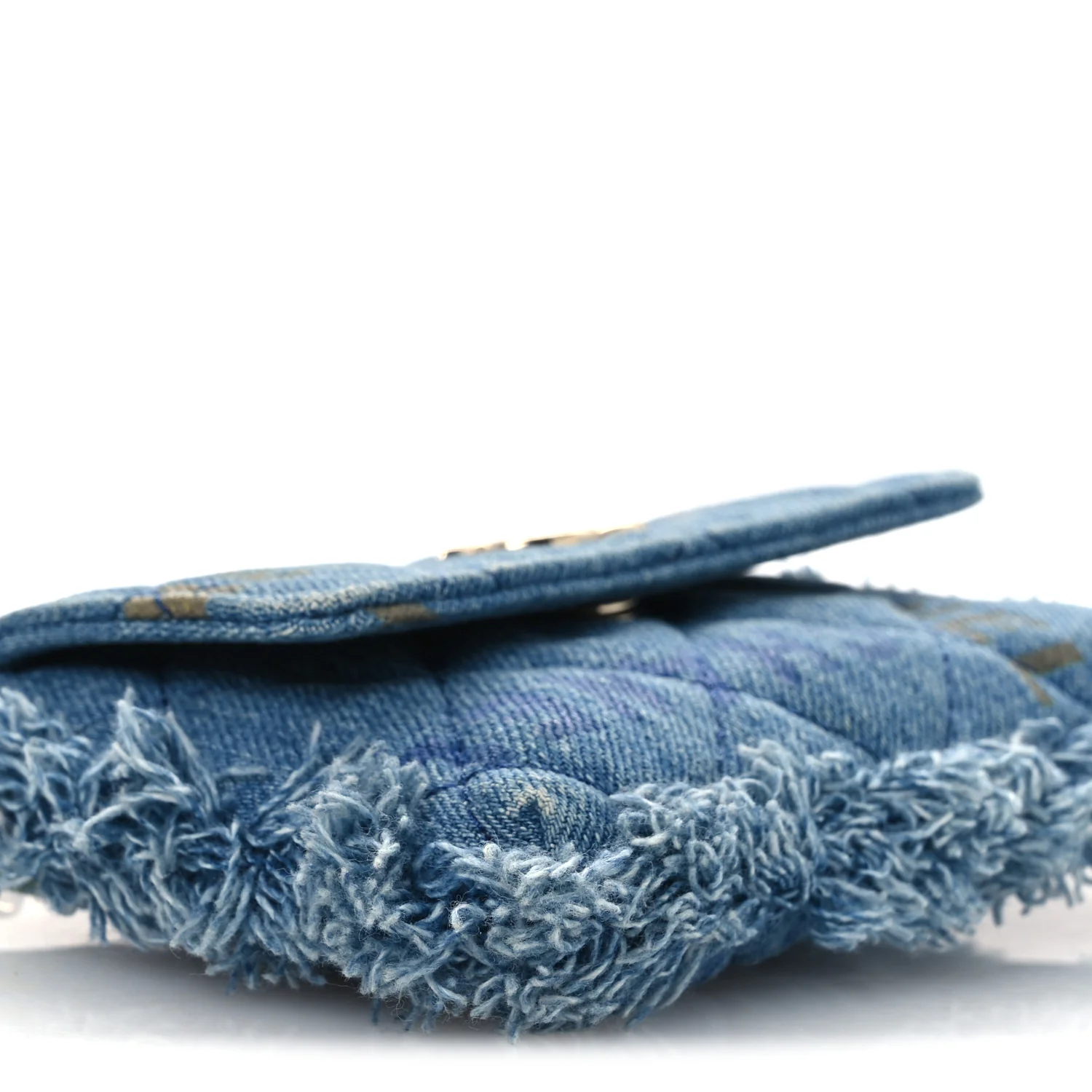Denim Quilted Denim Mood Clutch With Chain Blue Multicolor - Image 16