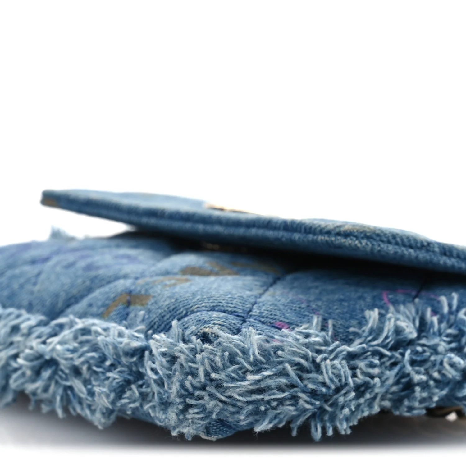 Denim Quilted Denim Mood Clutch With Chain Blue Multicolor - Image 17