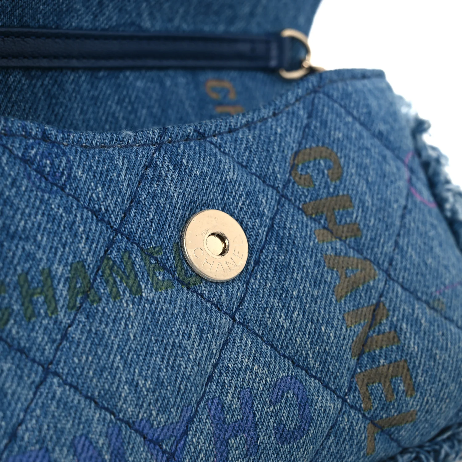Denim Quilted Denim Mood Clutch With Chain Blue Multicolor - Image 18