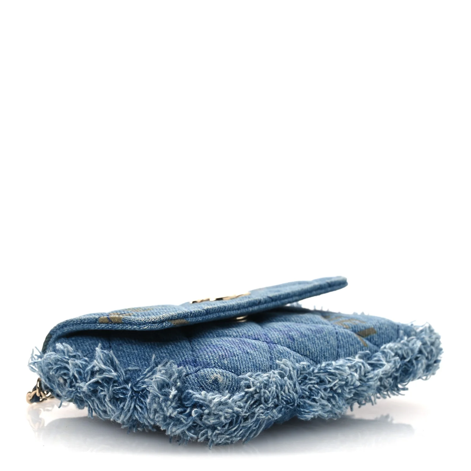Denim Quilted Denim Mood Clutch With Chain Blue Multicolor - Image 7